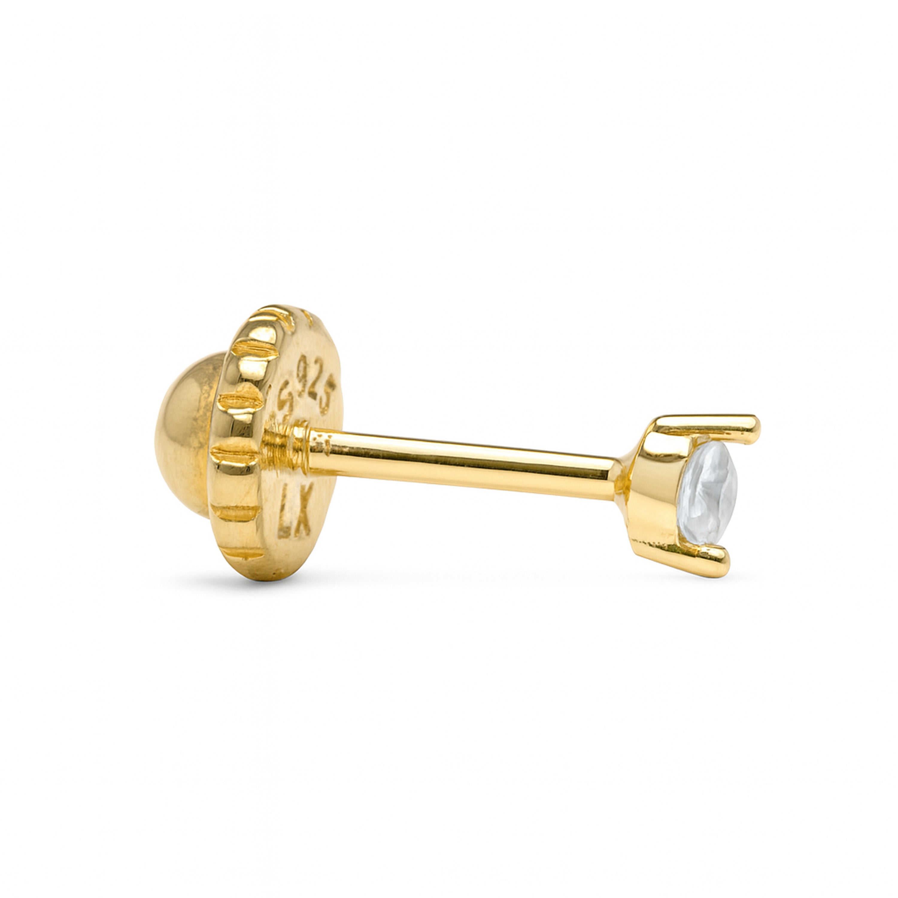 925 Sterling Silver and Brilliant Zirconia Piercing with 18k Yellow Gold Finish - Xitel
