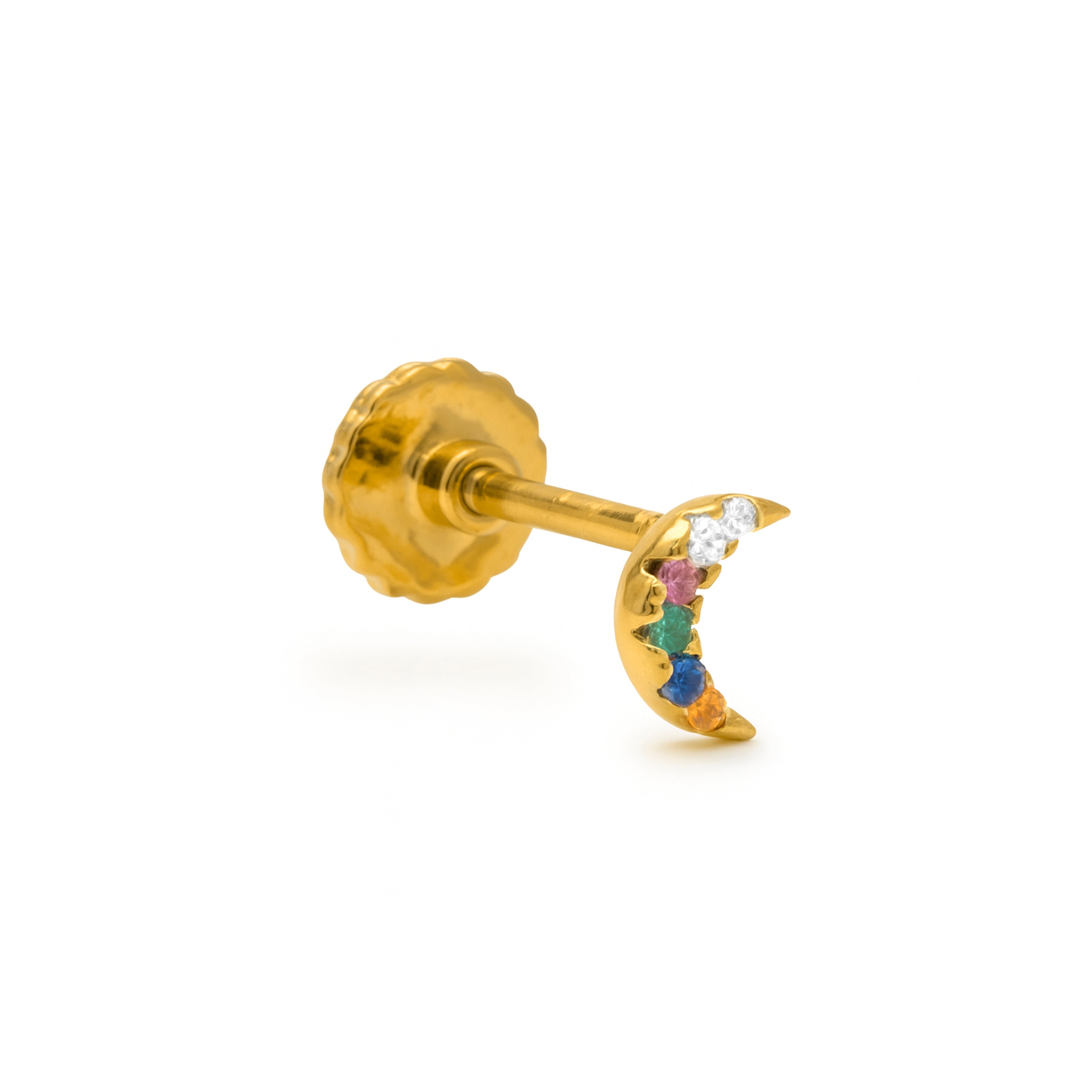 925 Sterling Silver Multicolor Zirconia Piercing with 18k Yellow Gold Plating - Ziti