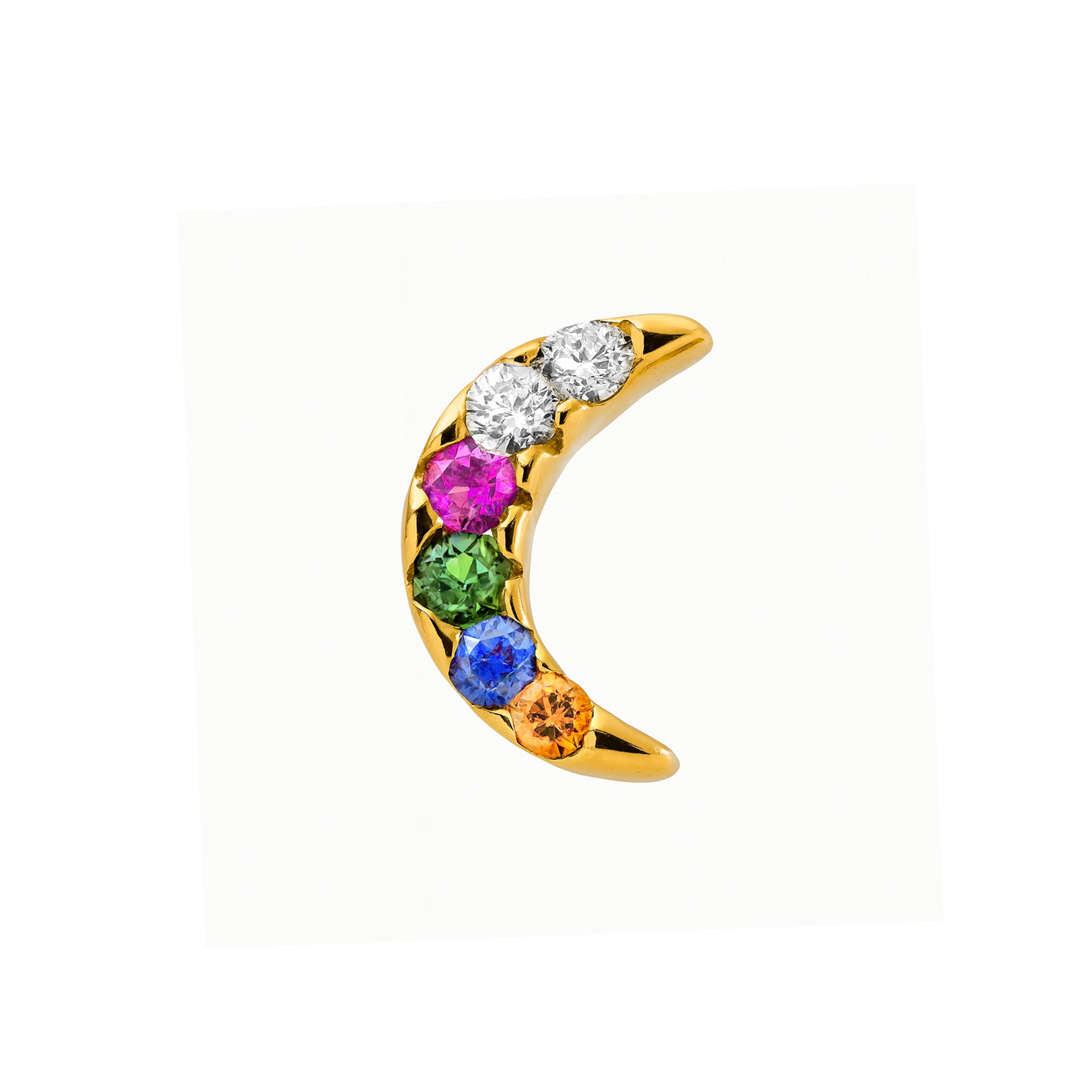 925 Sterling Silver Multicolor Zirconia Piercing with 18k Yellow Gold Plating - Ziti