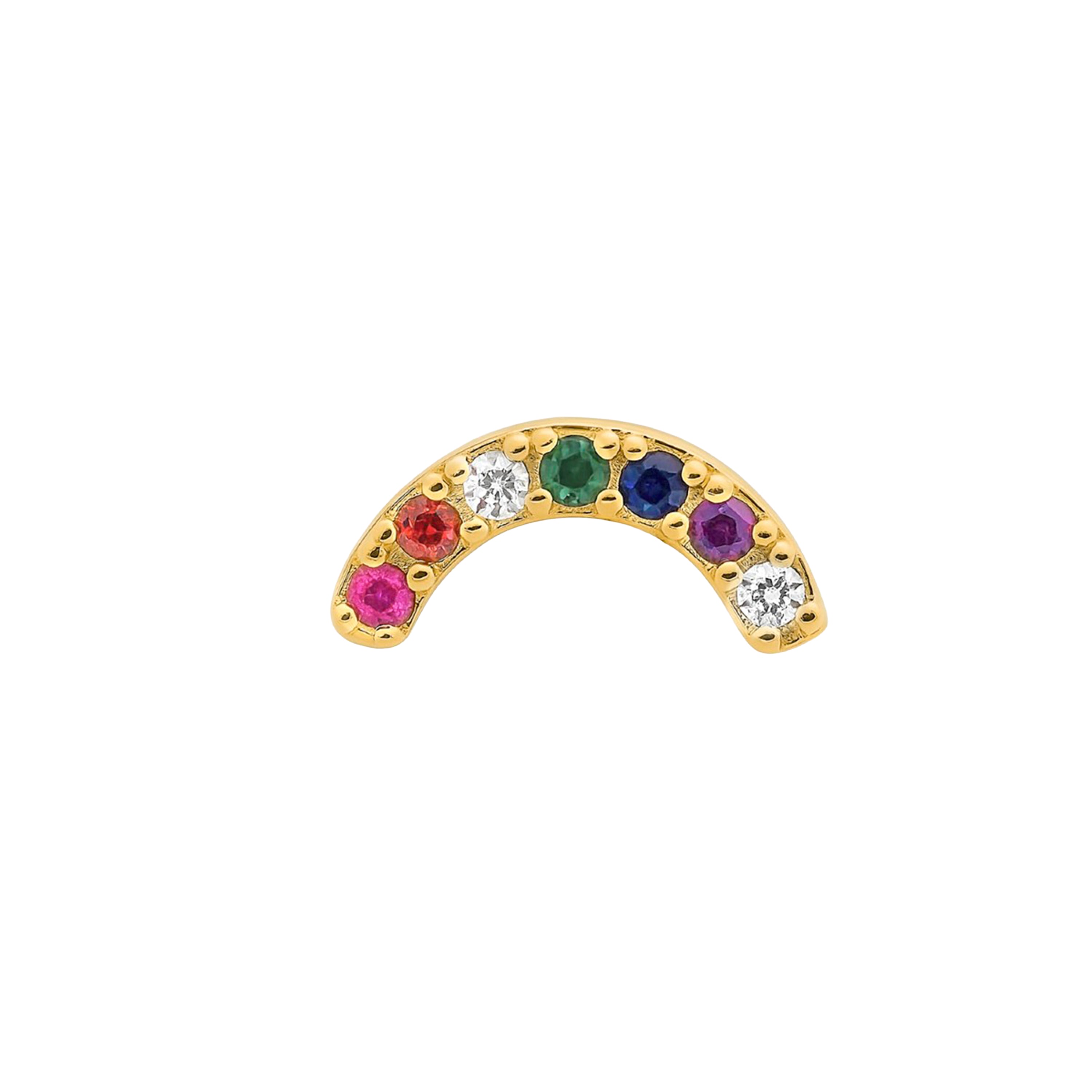 925 Sterling Silver Multicolor Zircon Piercing with 18k Yellow Gold Finish - Bora