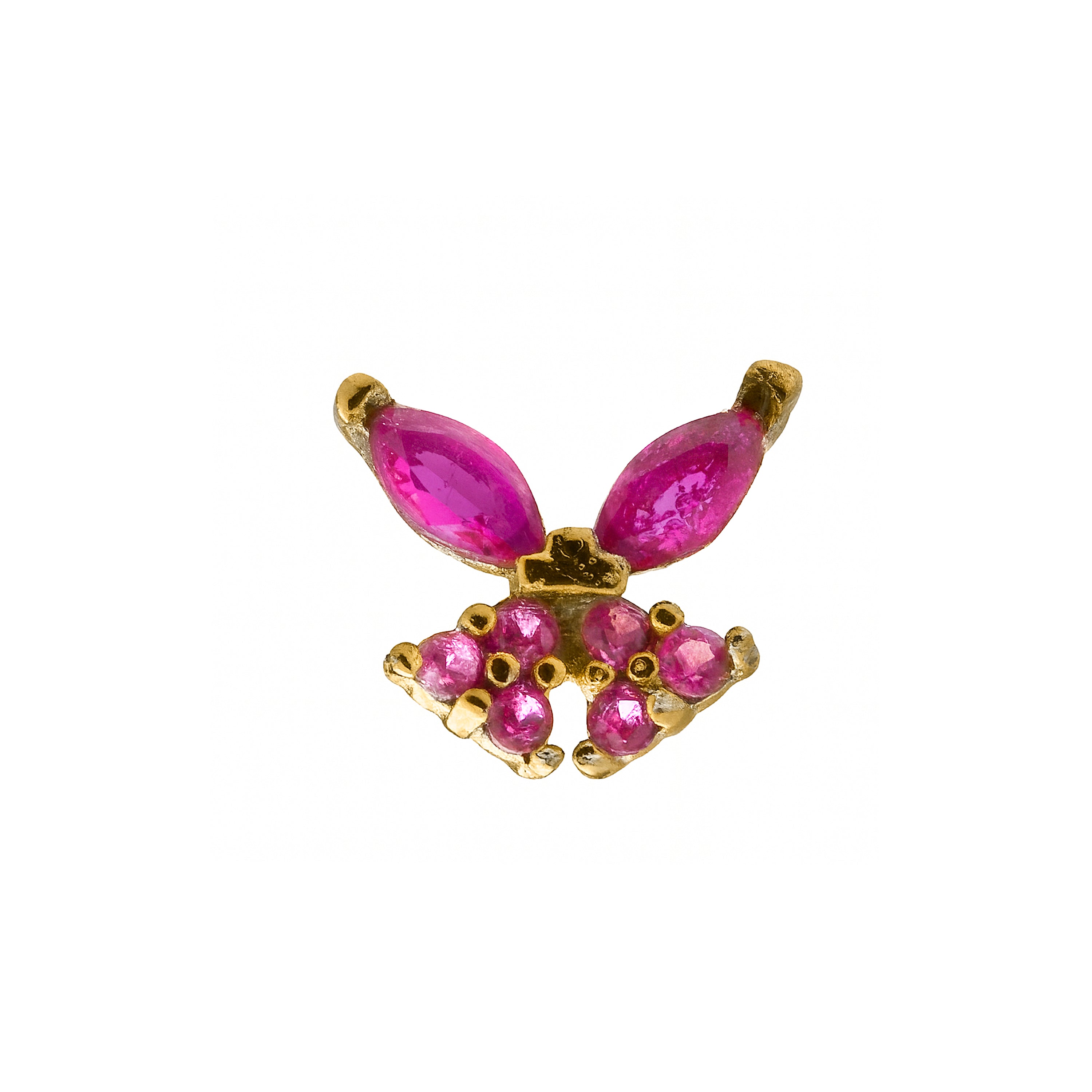 925 Sterling Silver Ruby Zirconia Piercing with 18k Yellow Gold Finish - Helni