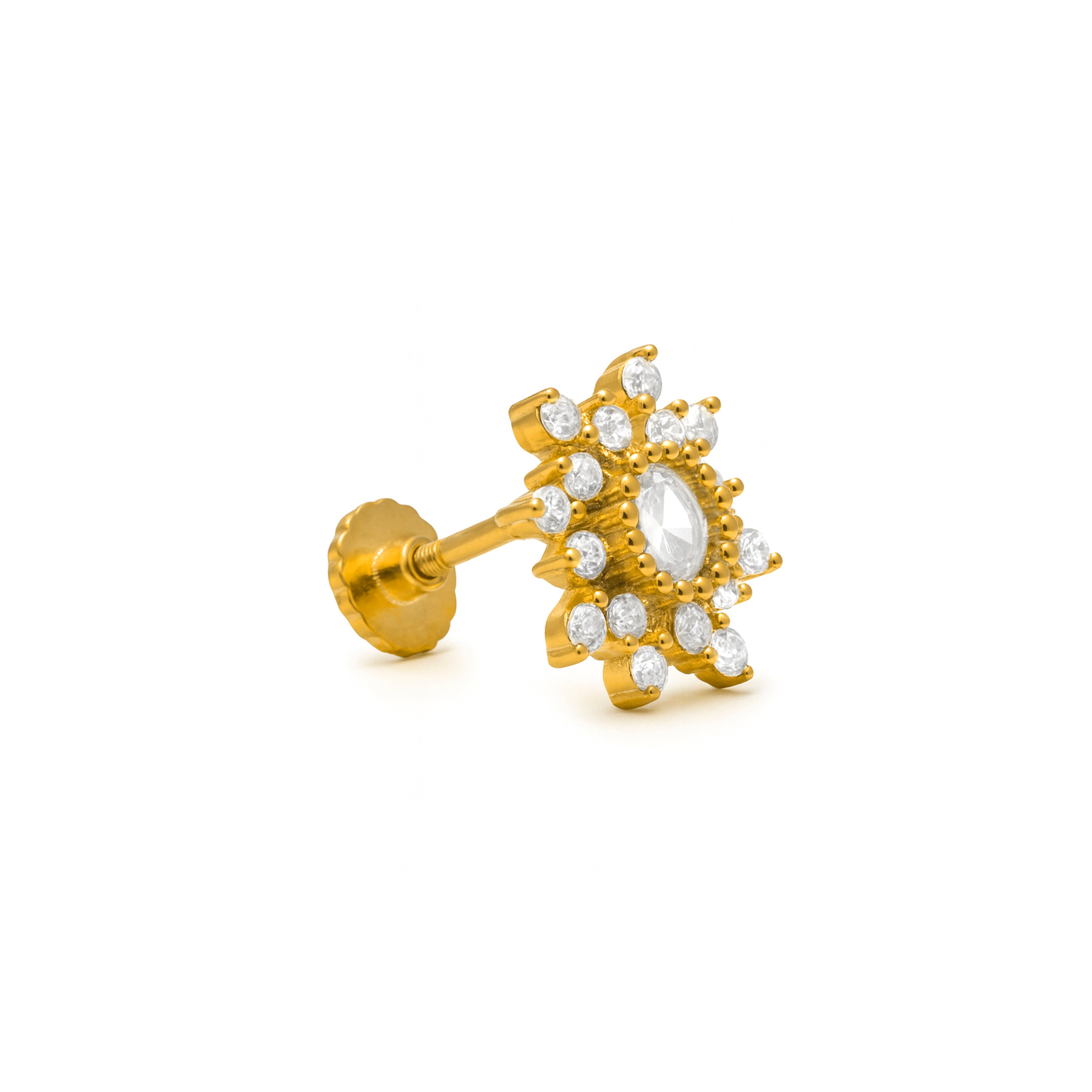 Piercing de Plata de Ley 925 y Circonita Brillante acabado en oro amarillo 18k - Ulsah