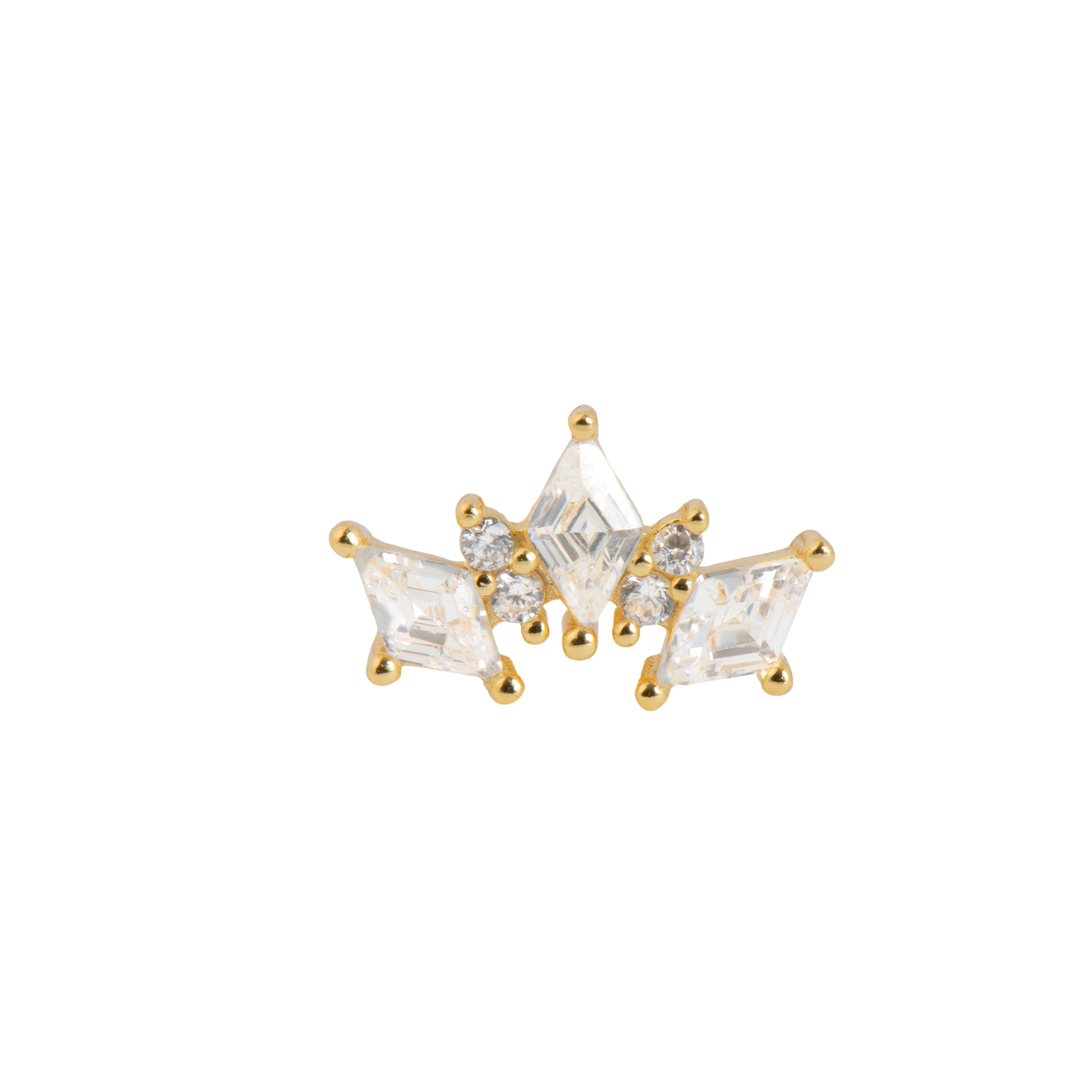 925 Sterling Silver Piercing with Brilliant Zircon, 18k Yellow Gold Plated - Soura