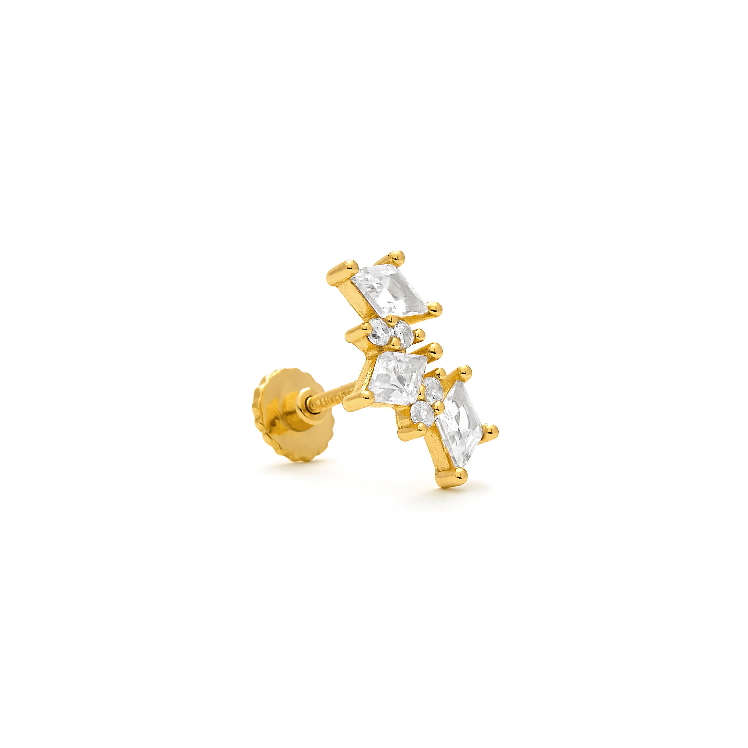 Piercing de Plata de Ley 925 y Circonita Brillante acabado en oro amarillo 18k - Soura