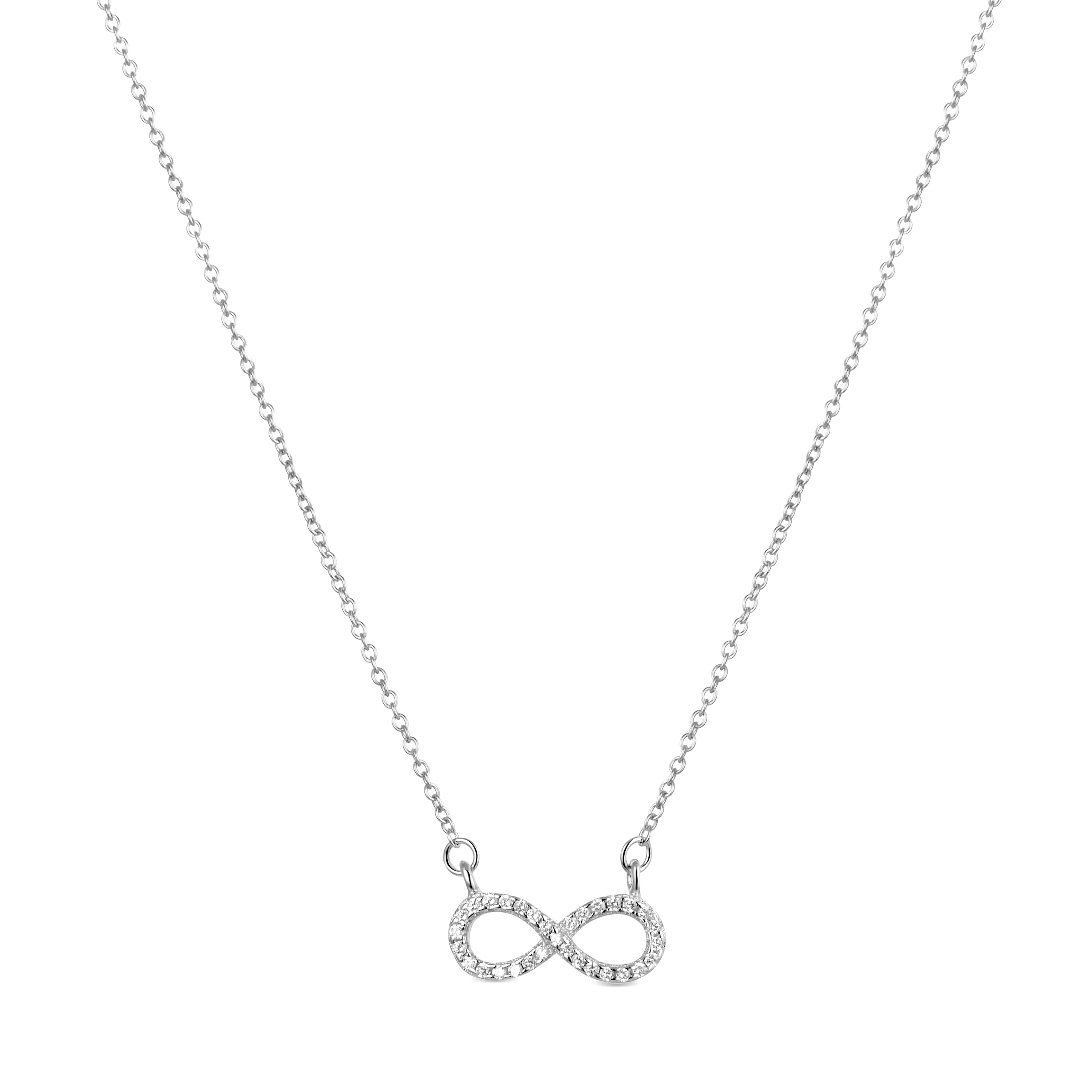 925 Sterling Silver Necklace with Brilliant Zirconia, Rhodium Finish - Munthir