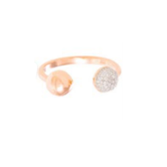 Anel de Prata Esterlina 925 com Zircônia Brilhante, acabamento em ouro rosa 18K - Flantu