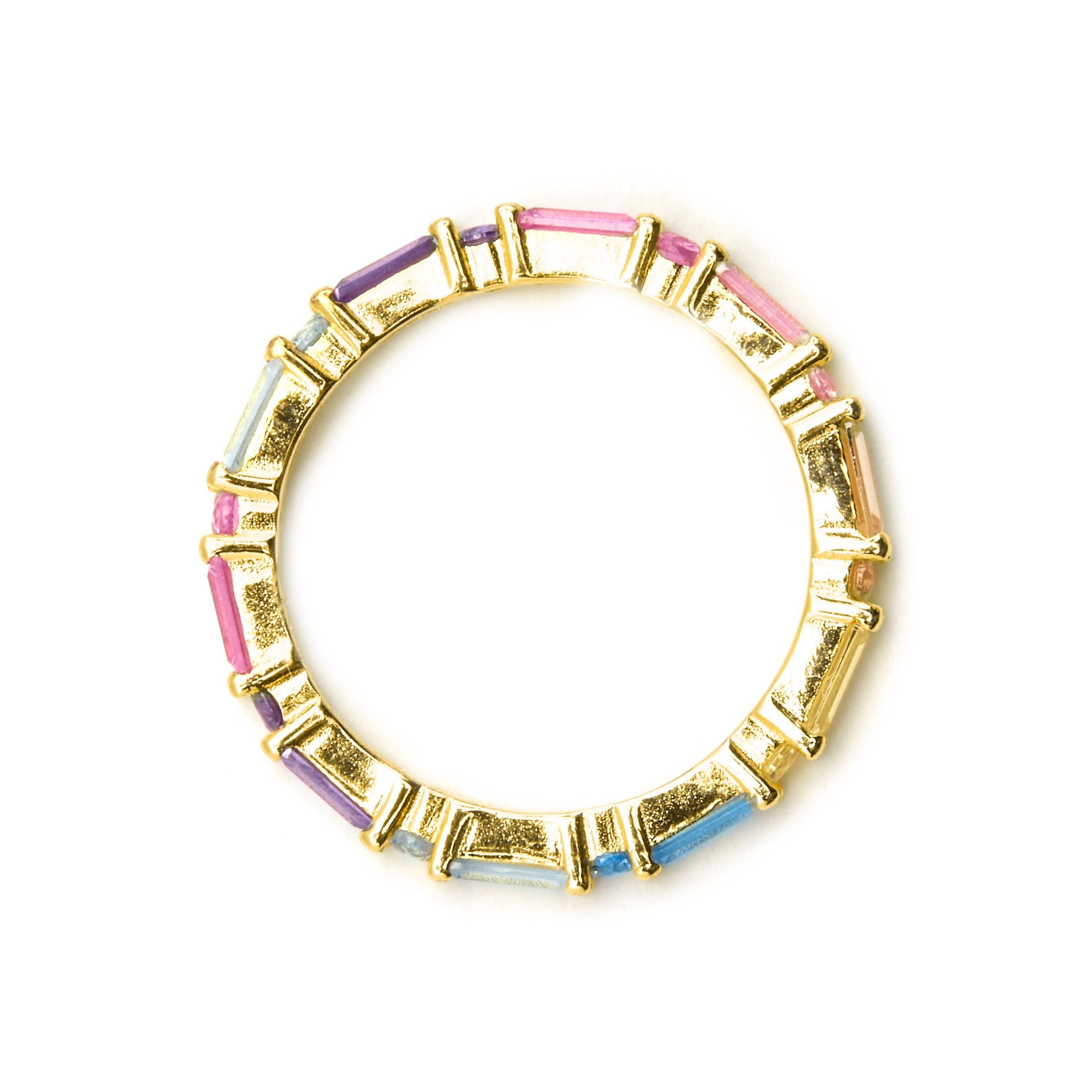 Anel de Prata 925 e Zircônia Multicolorida com acabamento em ouro 18k - Hrius