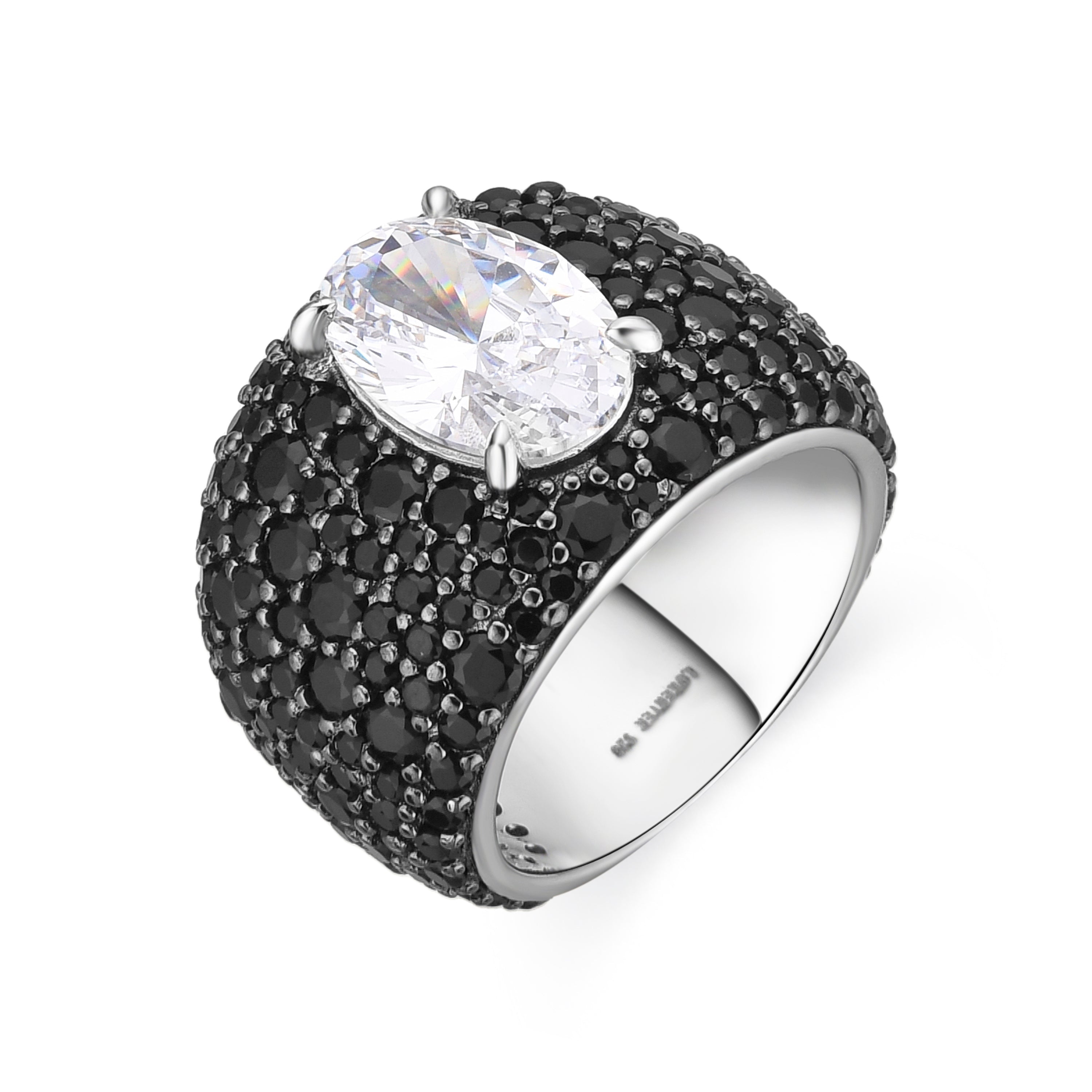 Anillo de Plata de Ley 925 y Circonita Onix acabado en rodio - Korwise
