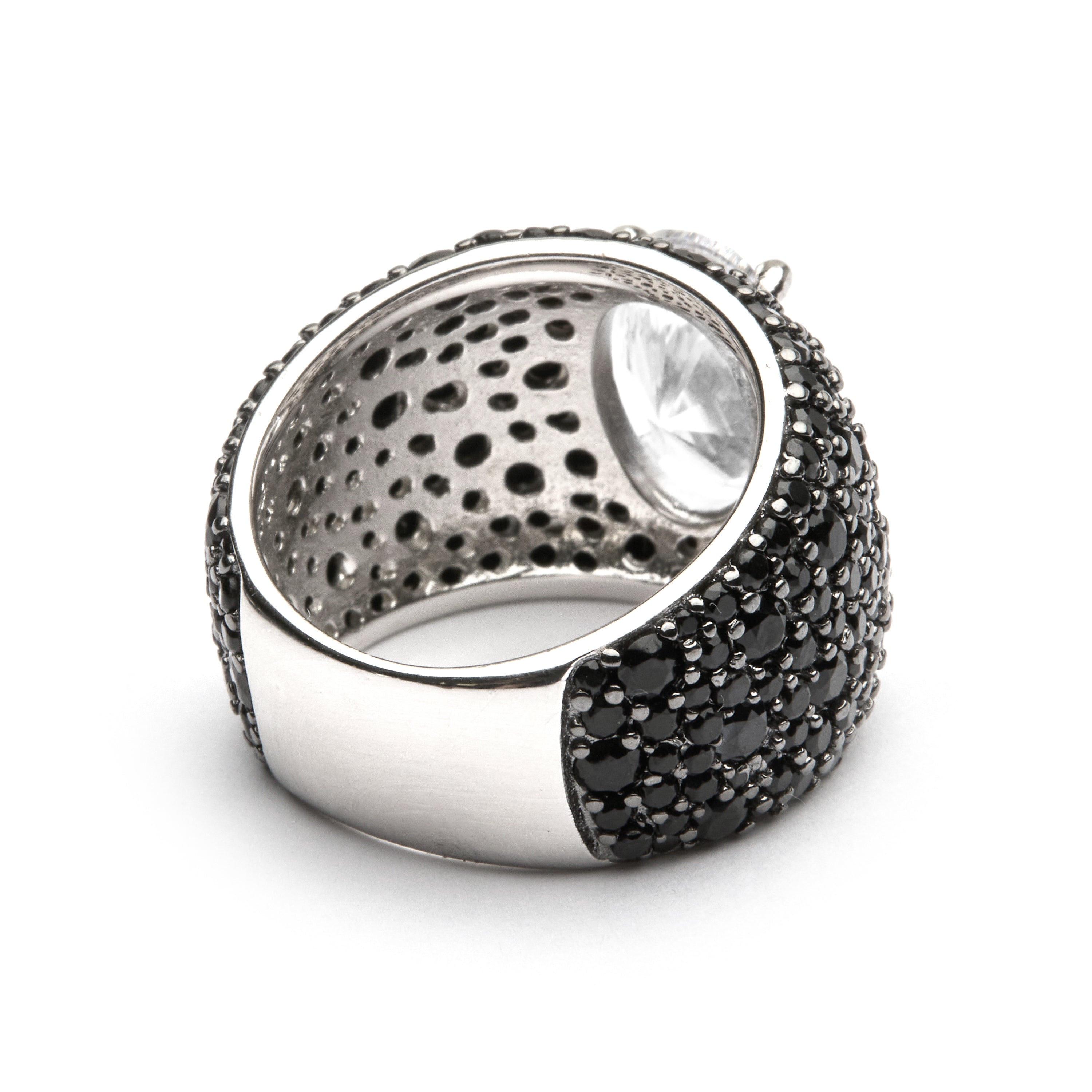 Anillo de Plata de Ley 925 y Circonita Onix acabado en rodio - Korwise