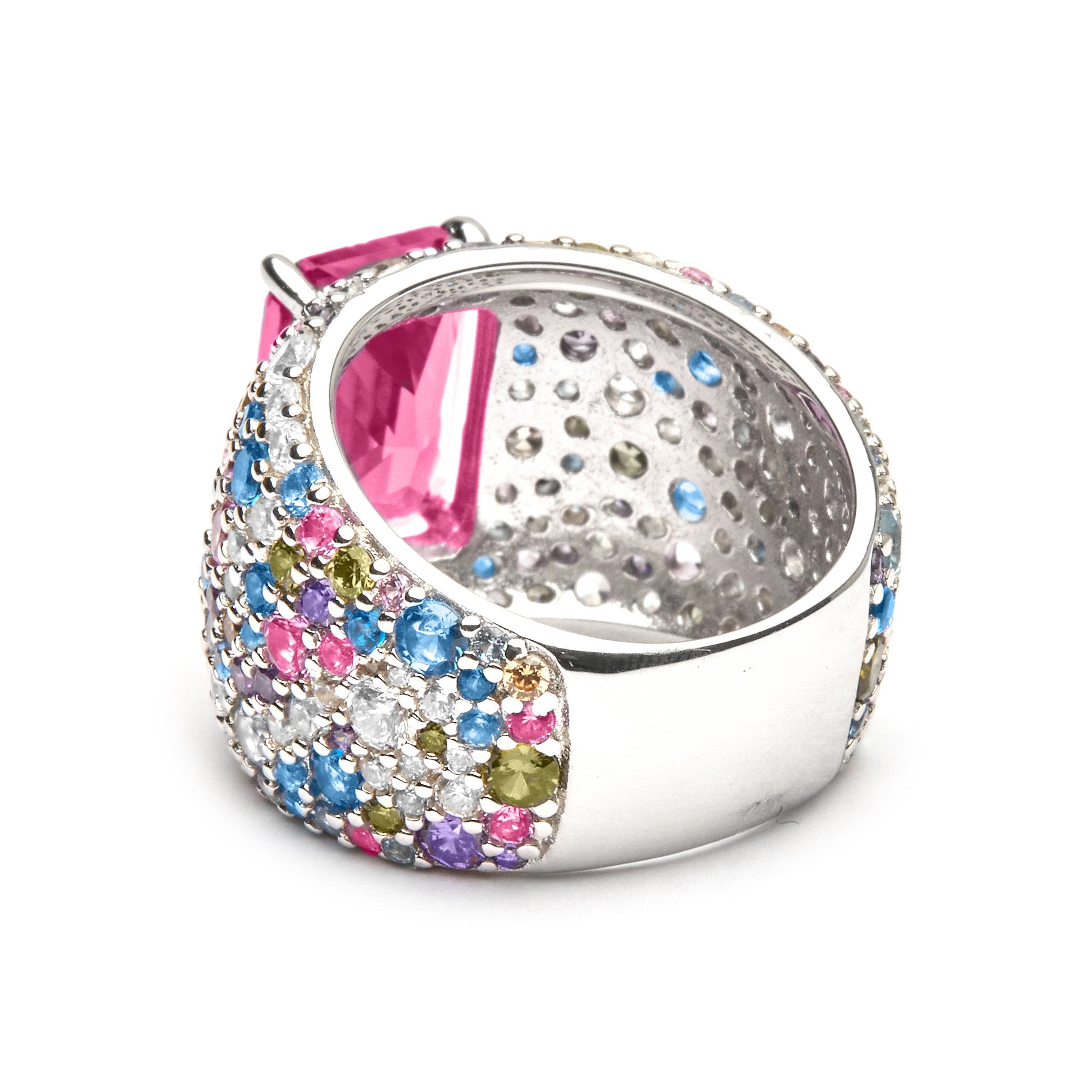 Anillo de Plata de Ley 925 y Circonita Multicolor acabado en rodio - Korwise