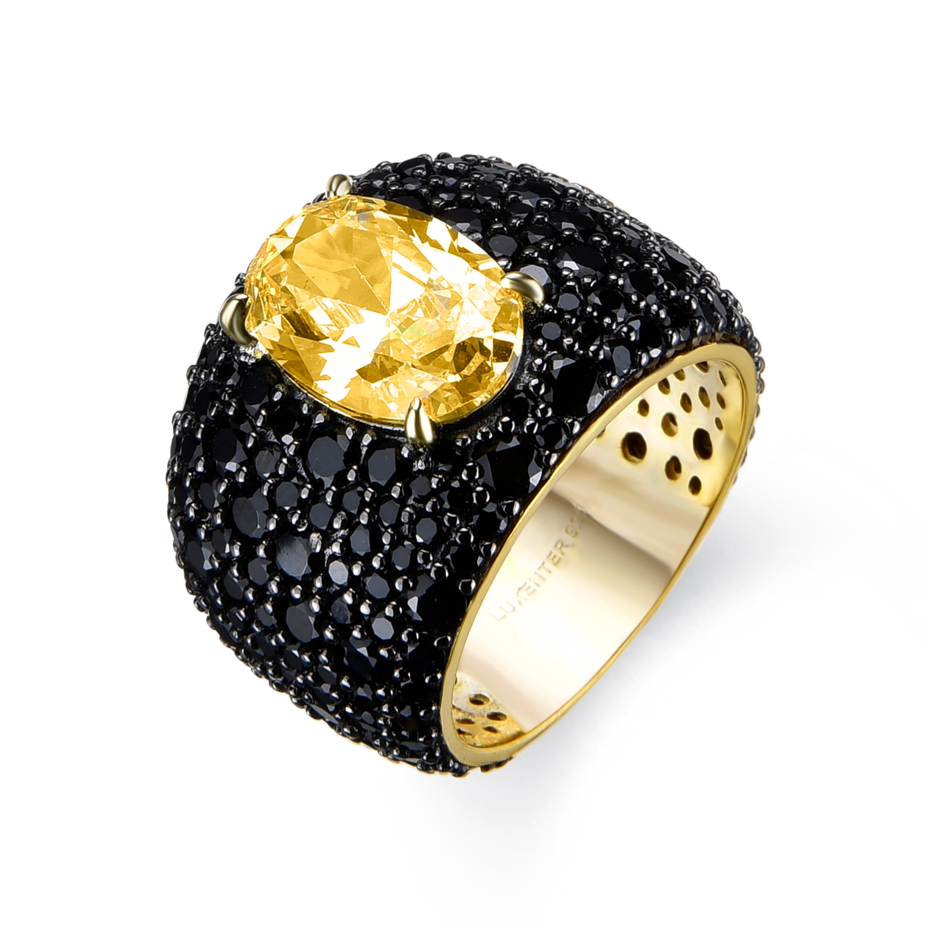 925 Sterling Silver Ring with Multicolor Zirconia Finished in 18K Yellow Gold - Korwise