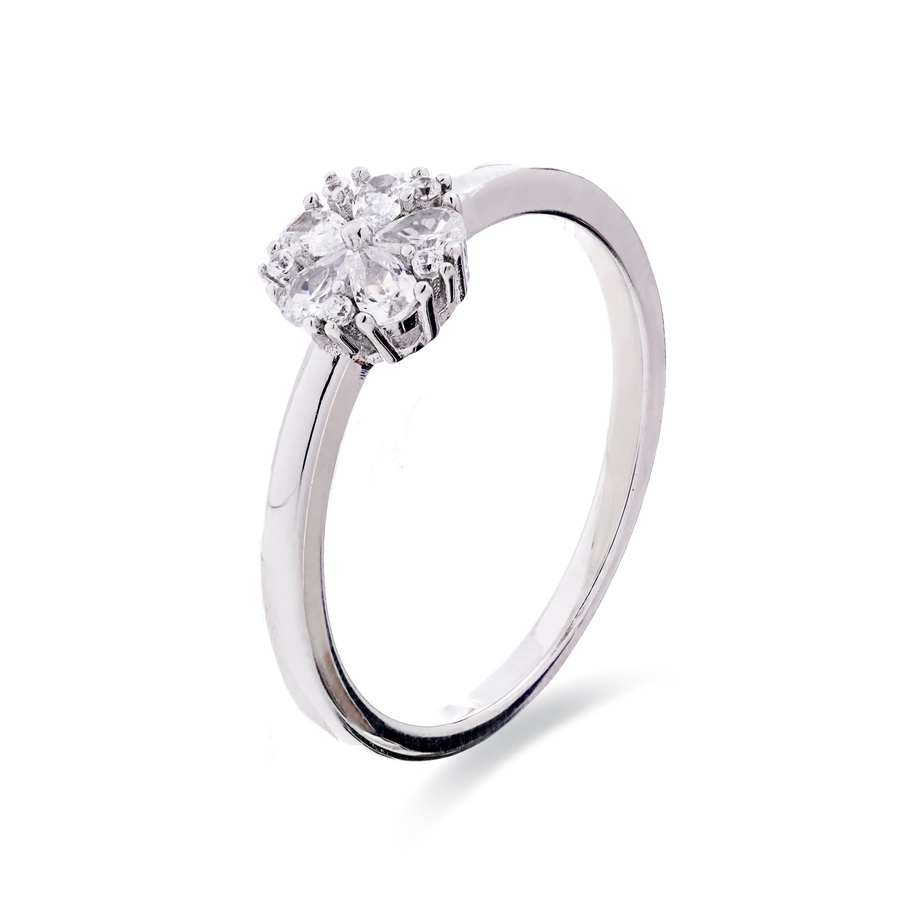 Anillo de Plata de Ley 925 con Circonita Brillante acabado en rodio - Ashee