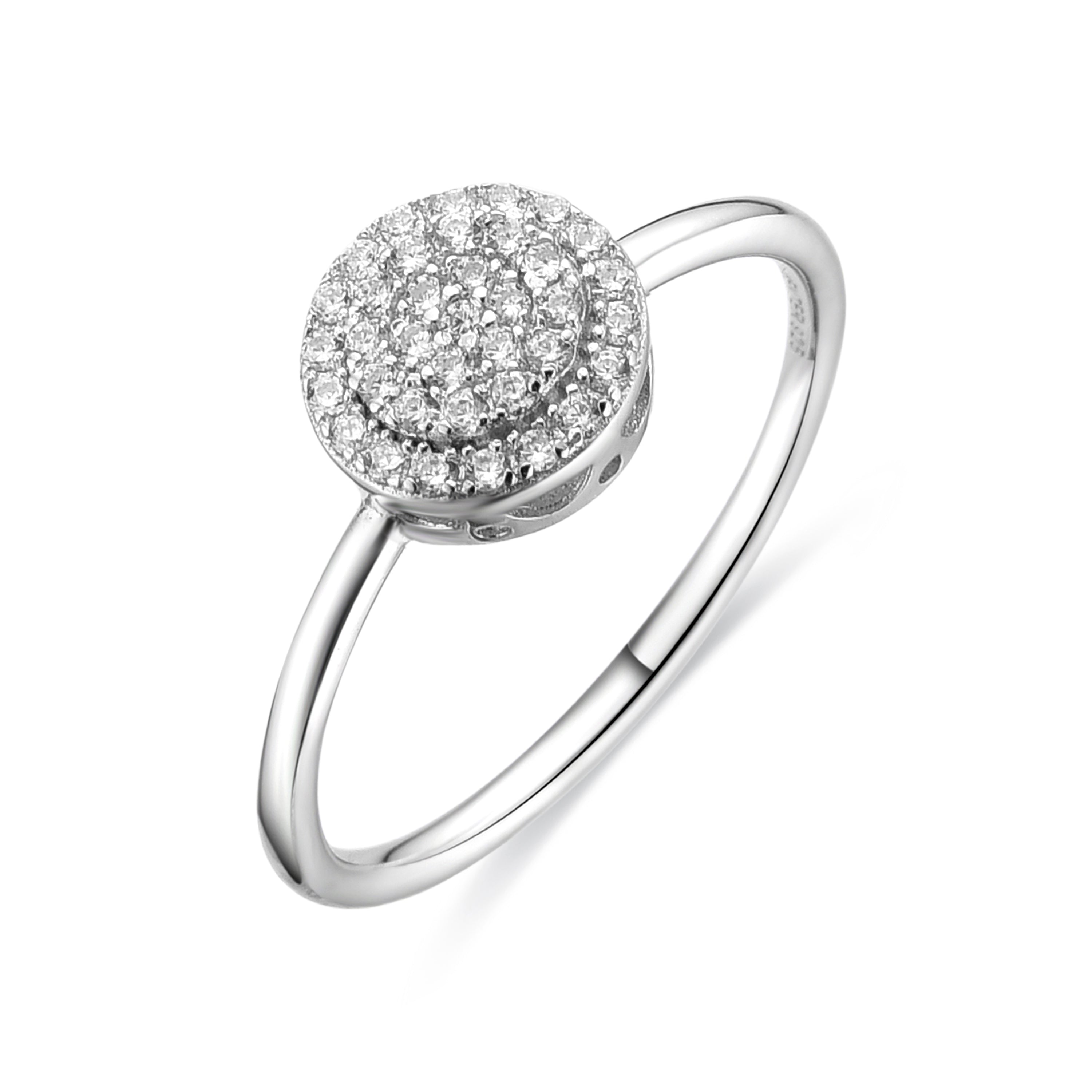 925 Sterling Silver Ring with Brilliant Zirconia, Rhodium Finish - Delark