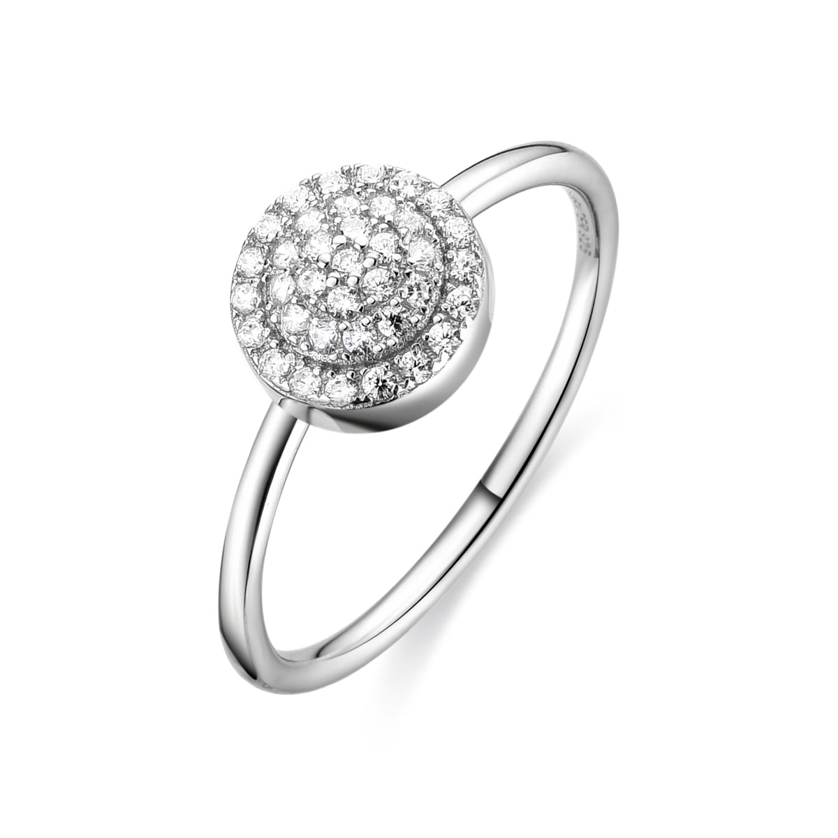925 Sterling Silver Ring with Brilliant Zirconia, Rhodium Finish - Delark