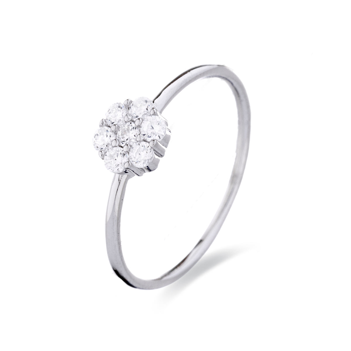 925 Sterling Silver Ring with Brilliant Zirconia, Rhodium Finish - Tsein