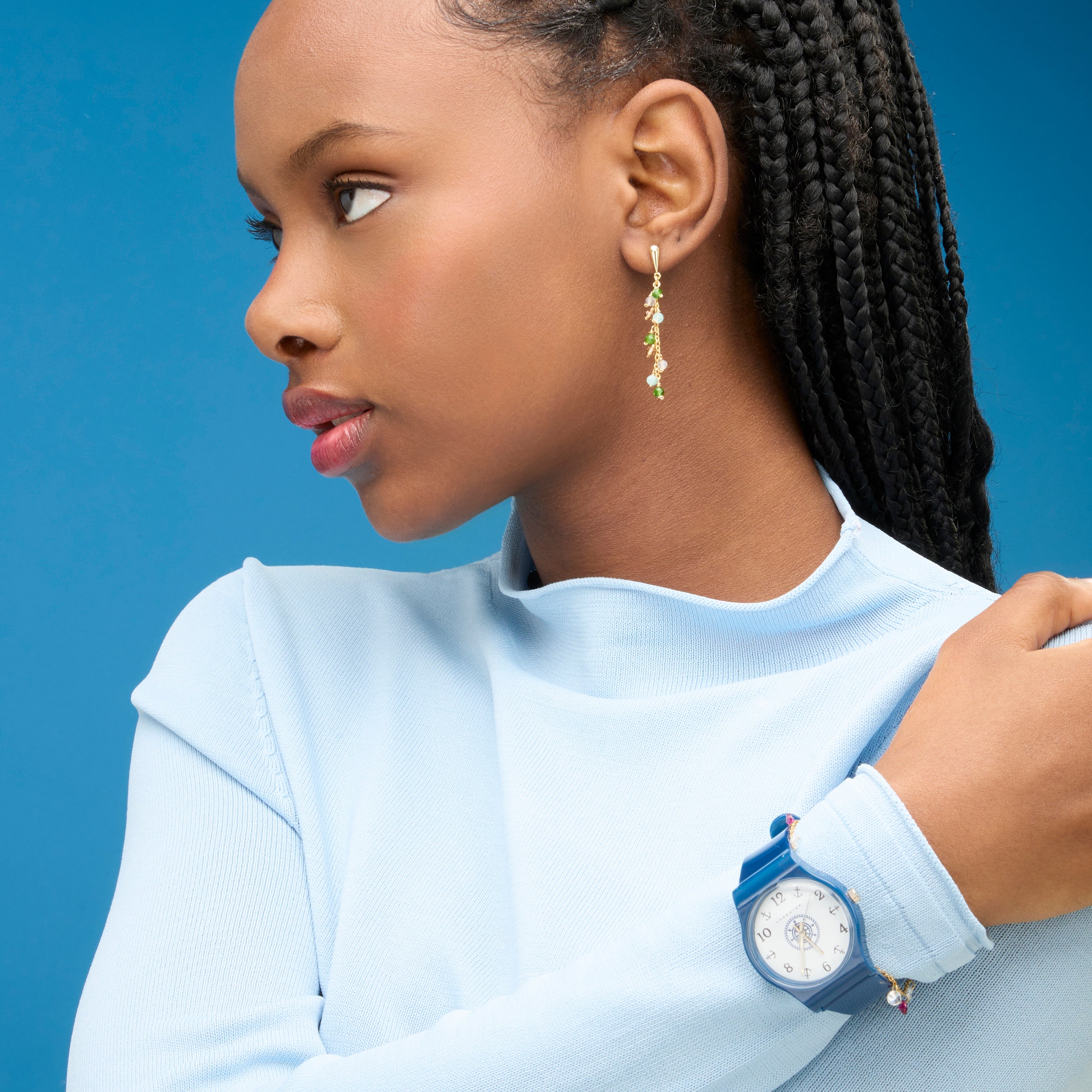 Navy Blue Plastic Watch with Rhodium Finish - Khaf