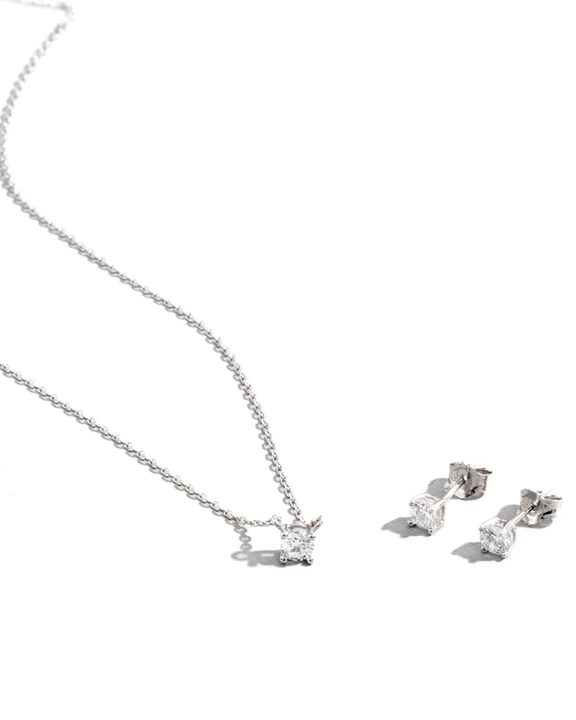 Keval Basic Earrings and Necklace Set in 925 Sterling Silver