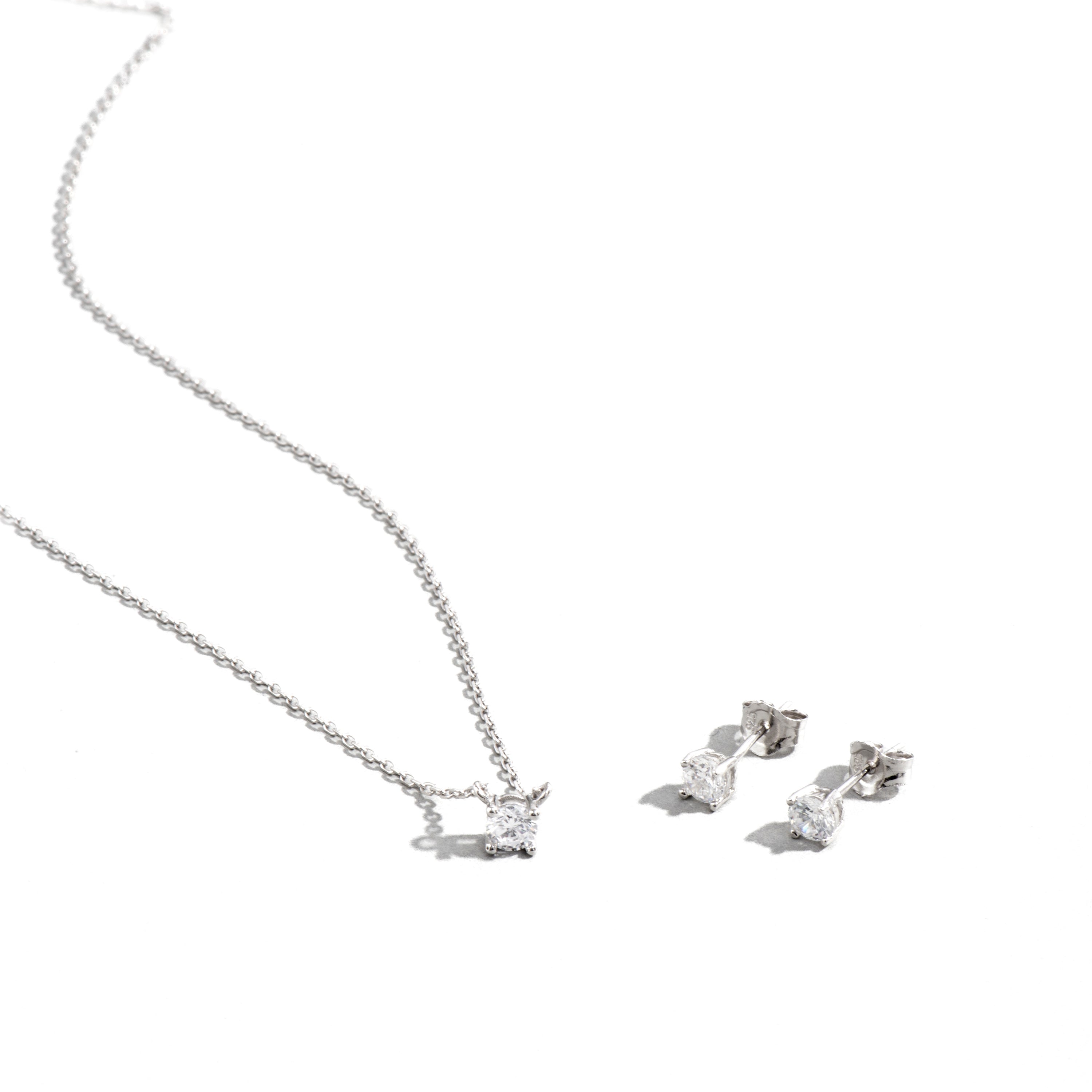 Keval Basic Earrings and Necklace Set in 925 Sterling Silver