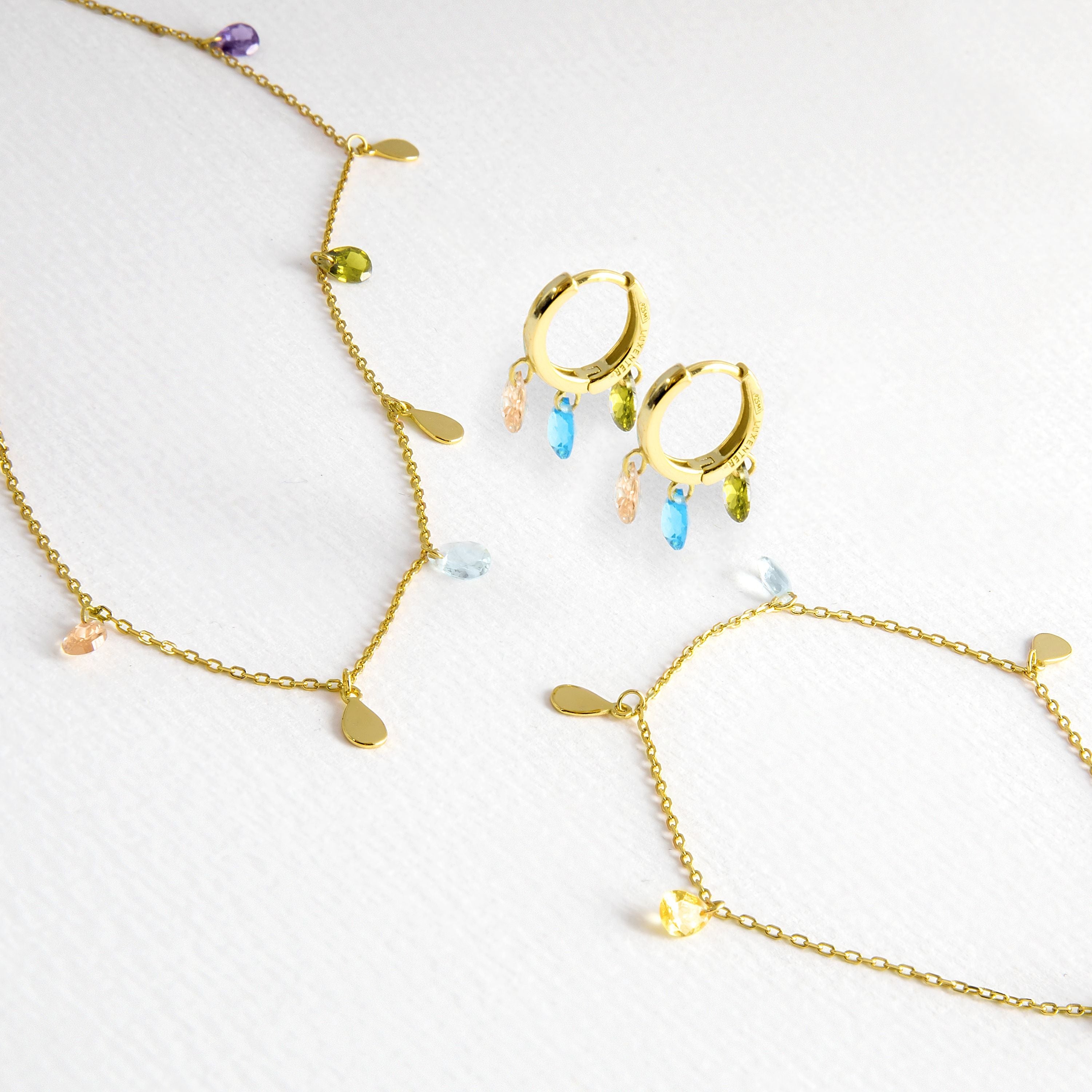 Saon 925 Sterling Silver Bracelet, Earrings, and Necklace Set