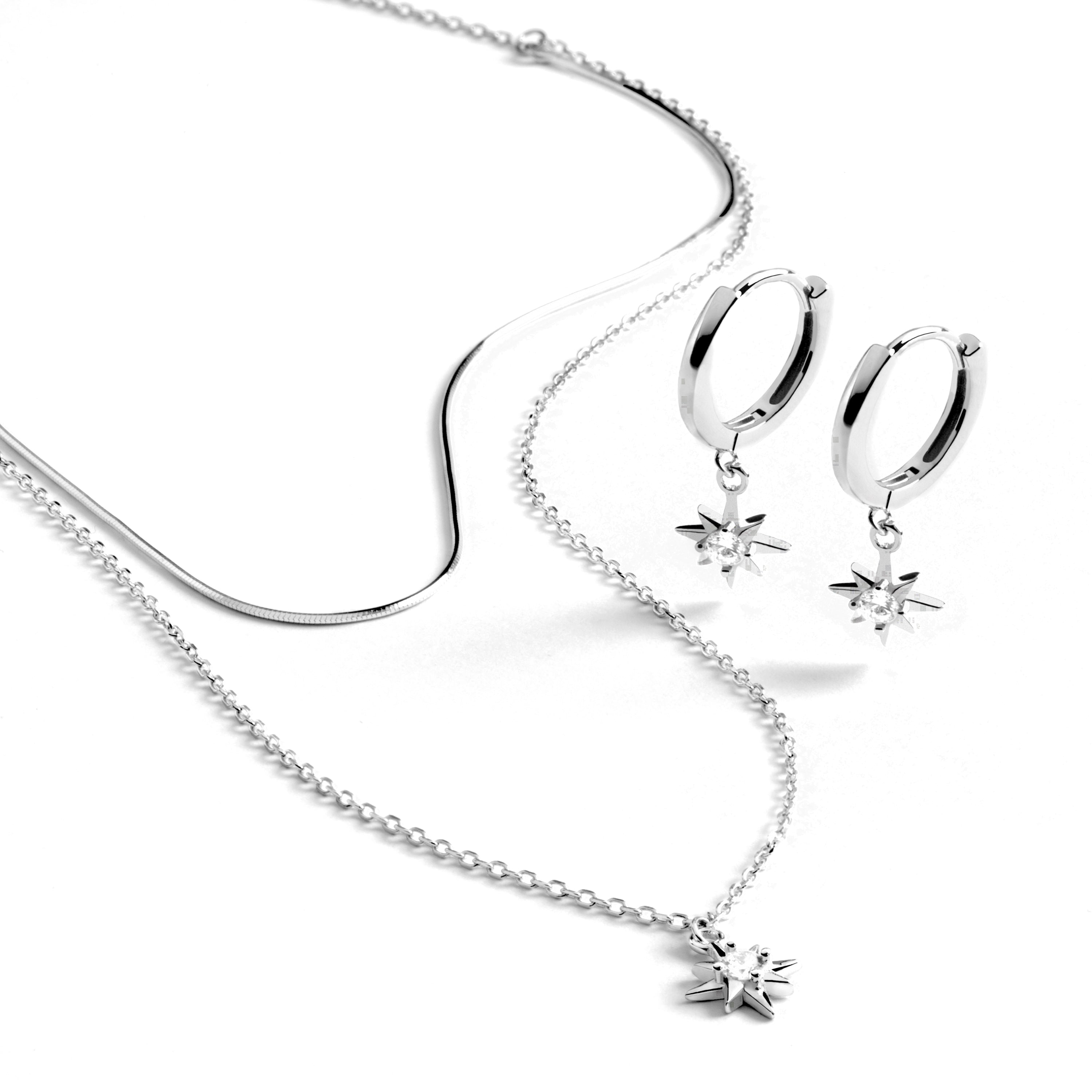 Conjunto de Brincos Neecar e Colar Lialt de Prata 925