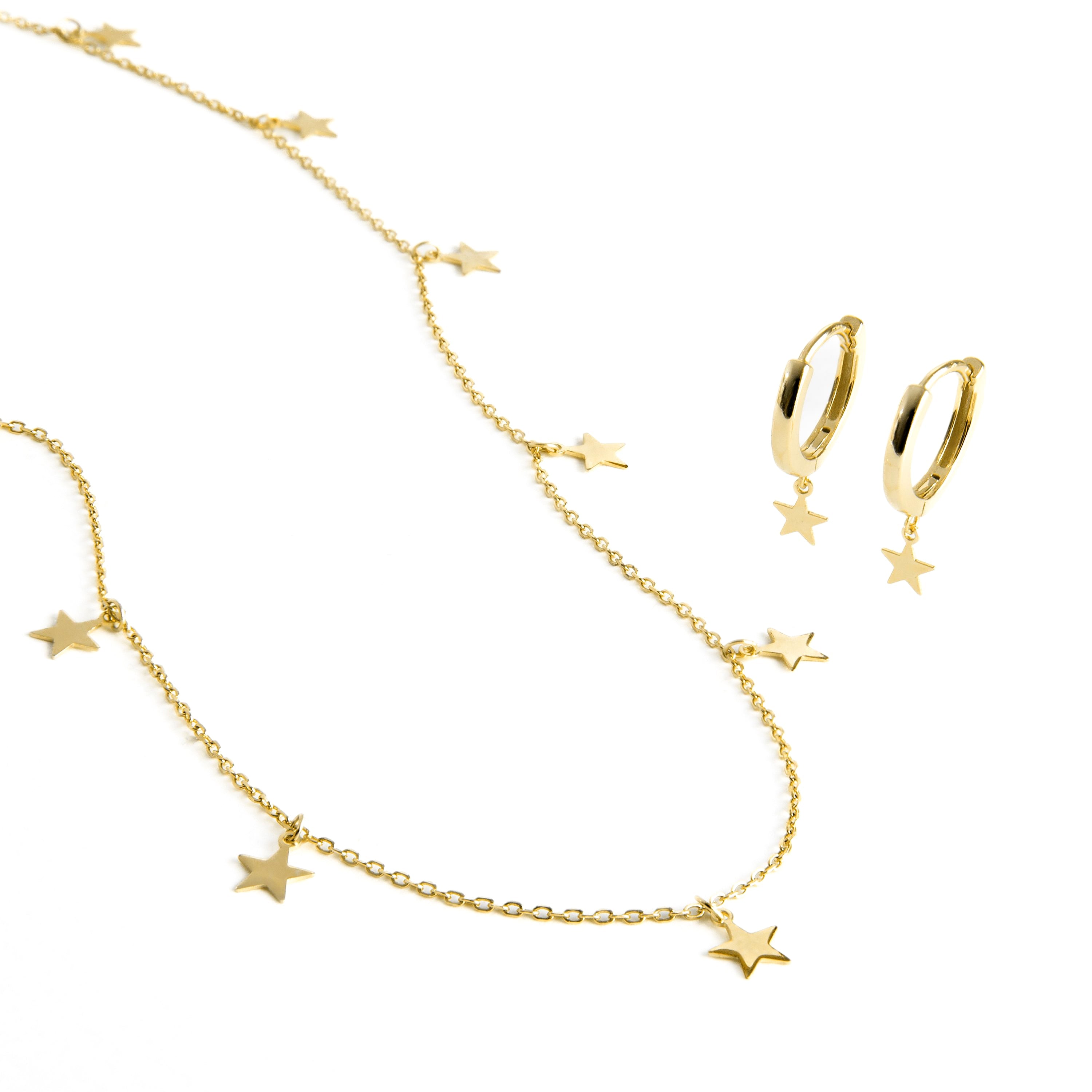 Conjunto de Brincos Estrela e Colar Sereke em Prata 925