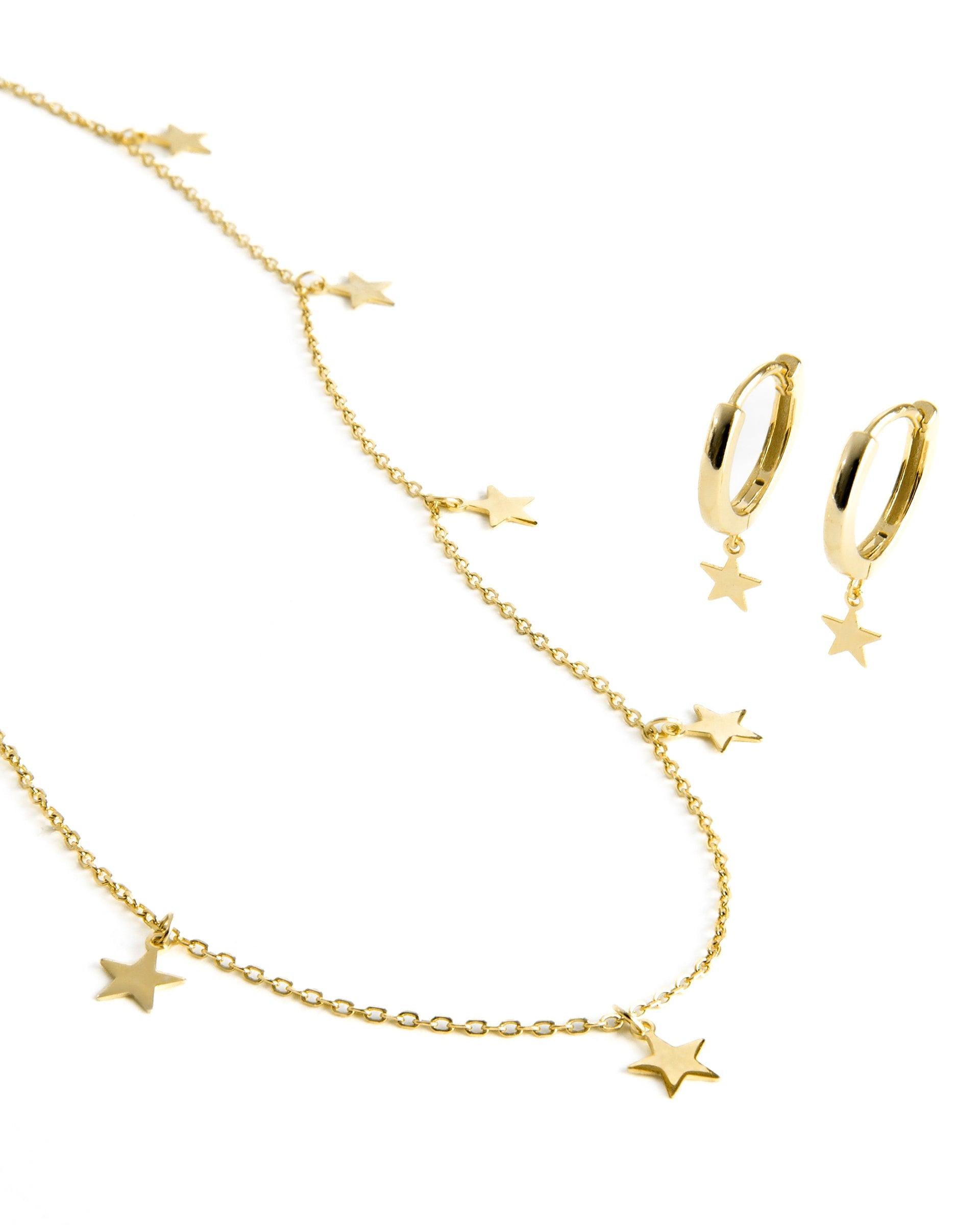 Set of Star Earrings and Sereke Necklace in 925 Sterling Silver