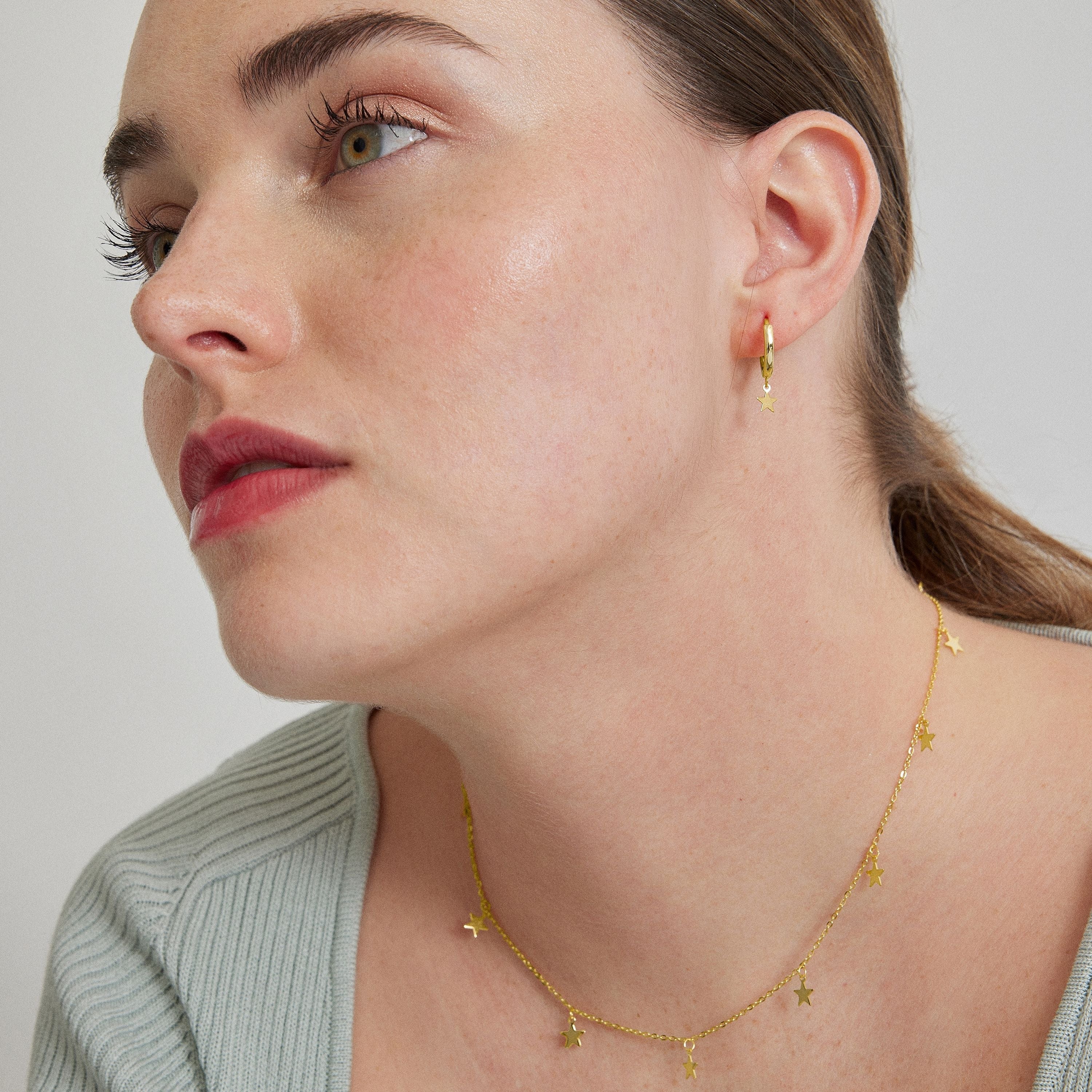 Set of Star Earrings and Sereke Necklace in 925 Sterling Silver