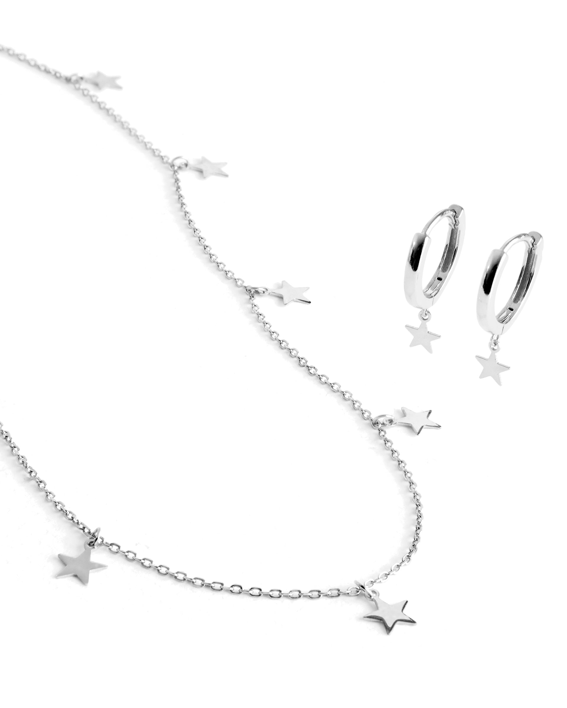 Set of Star Earrings and Sereke Necklace in 925 Sterling Silver