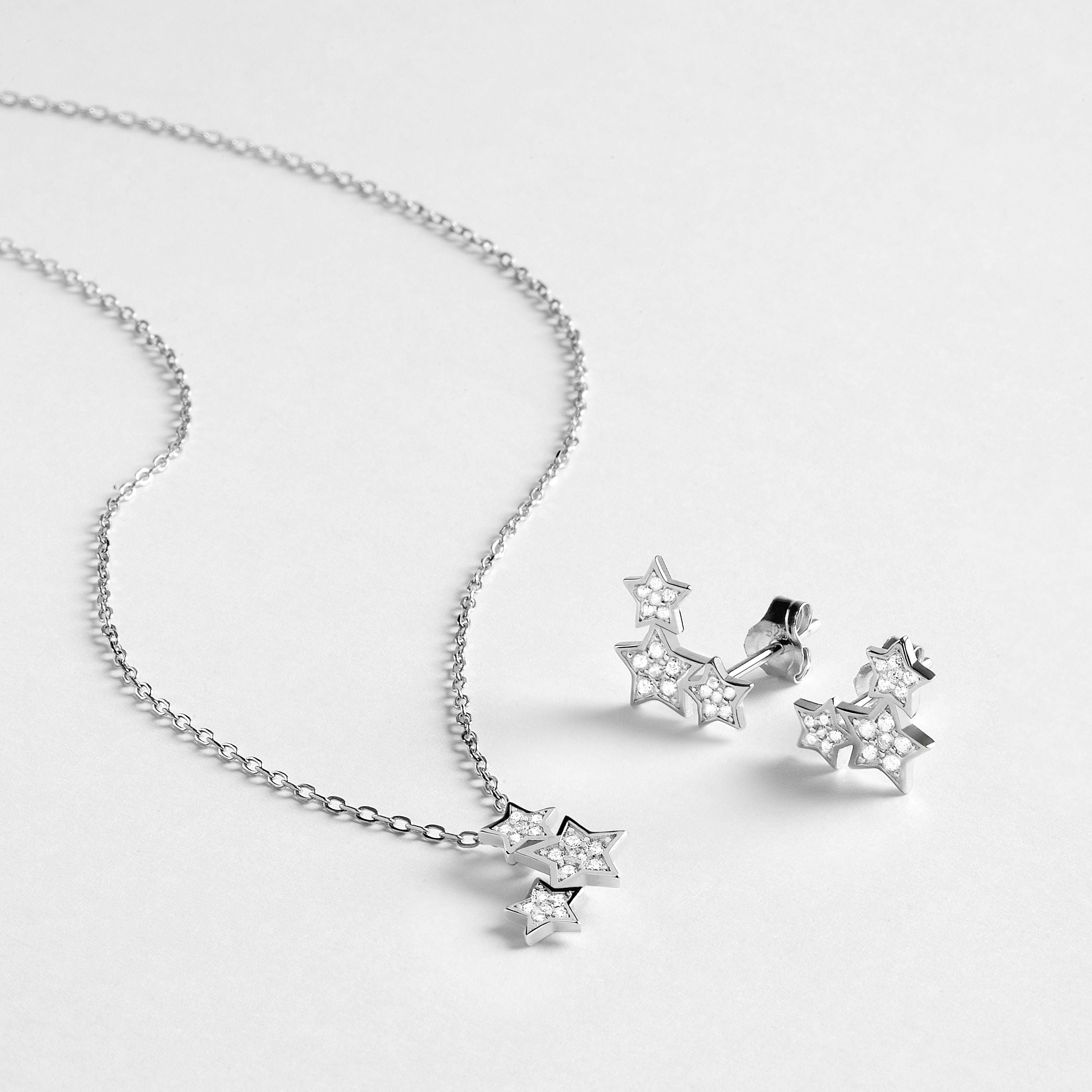 925 Sterling Silver Family Necklace and Earrings Set