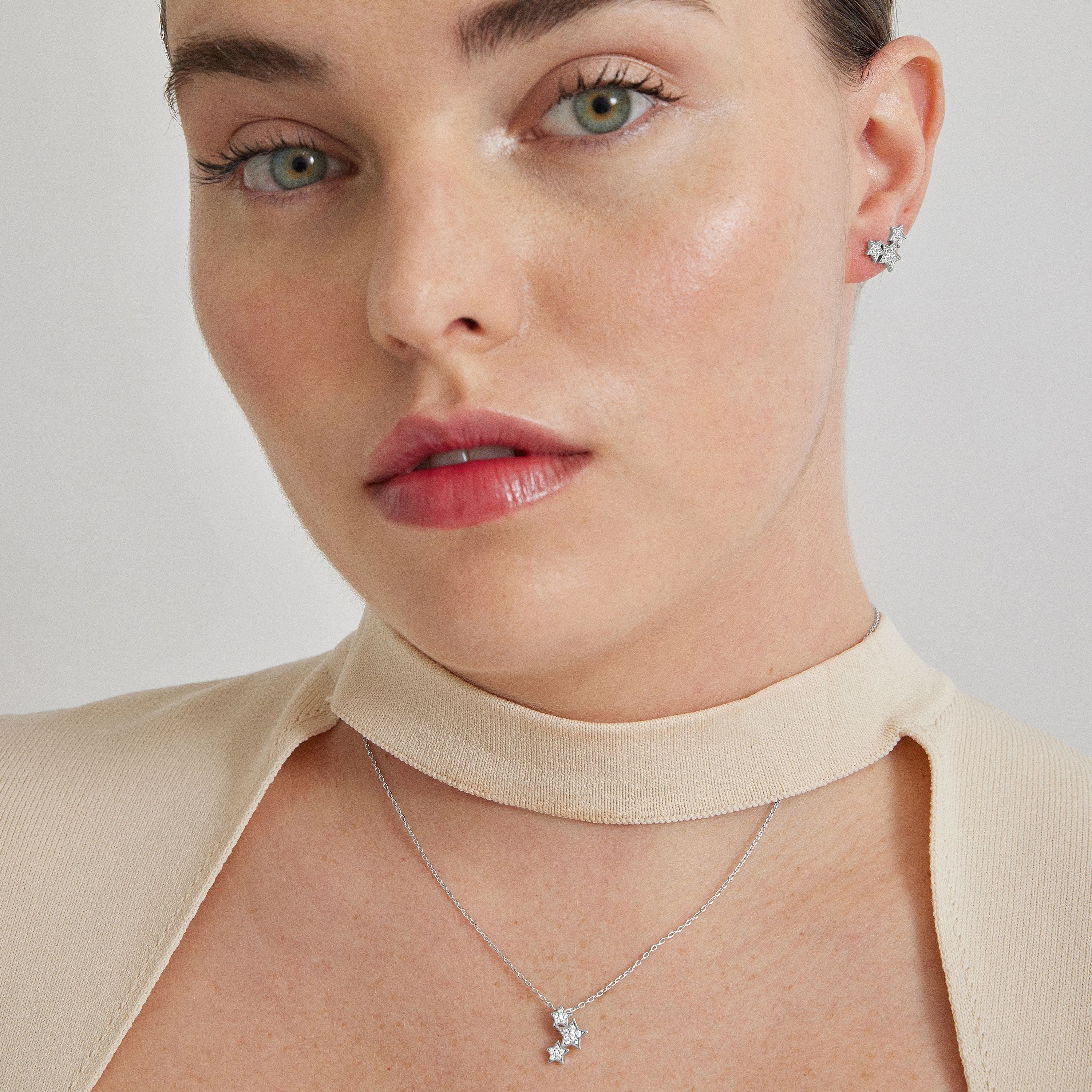925 Sterling Silver Family Necklace and Earrings Set