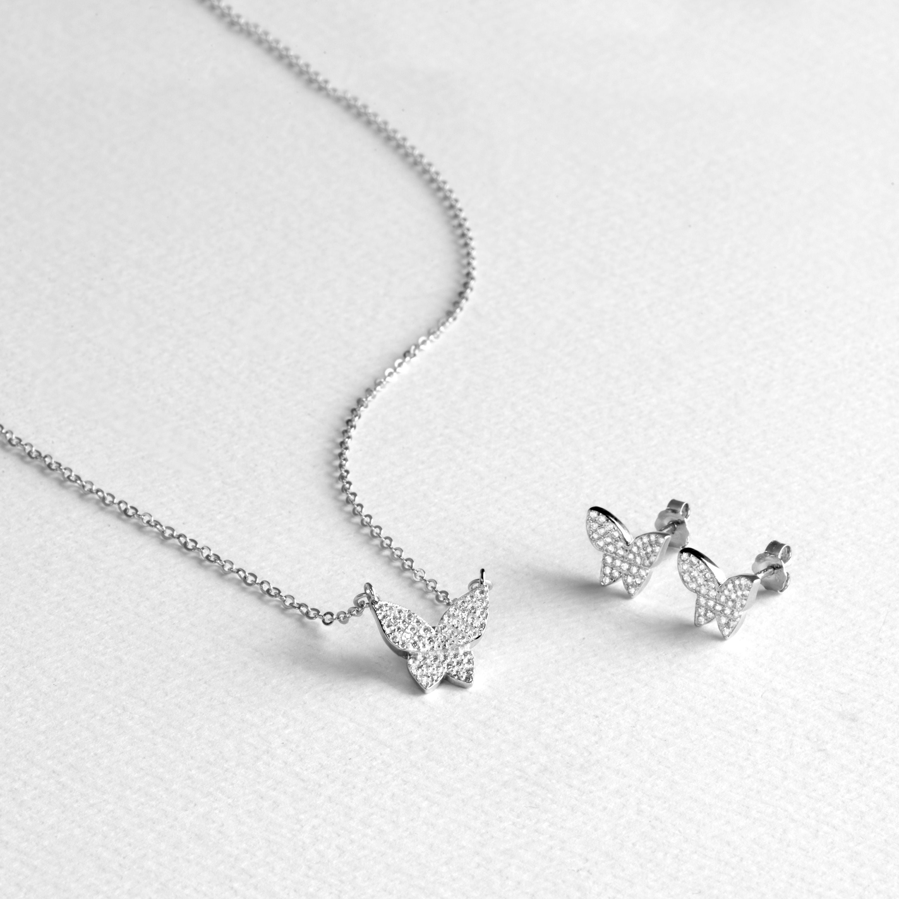 925 Sterling Silver Sets with Brilliant Zirconia in Rhodium Finish - Rach