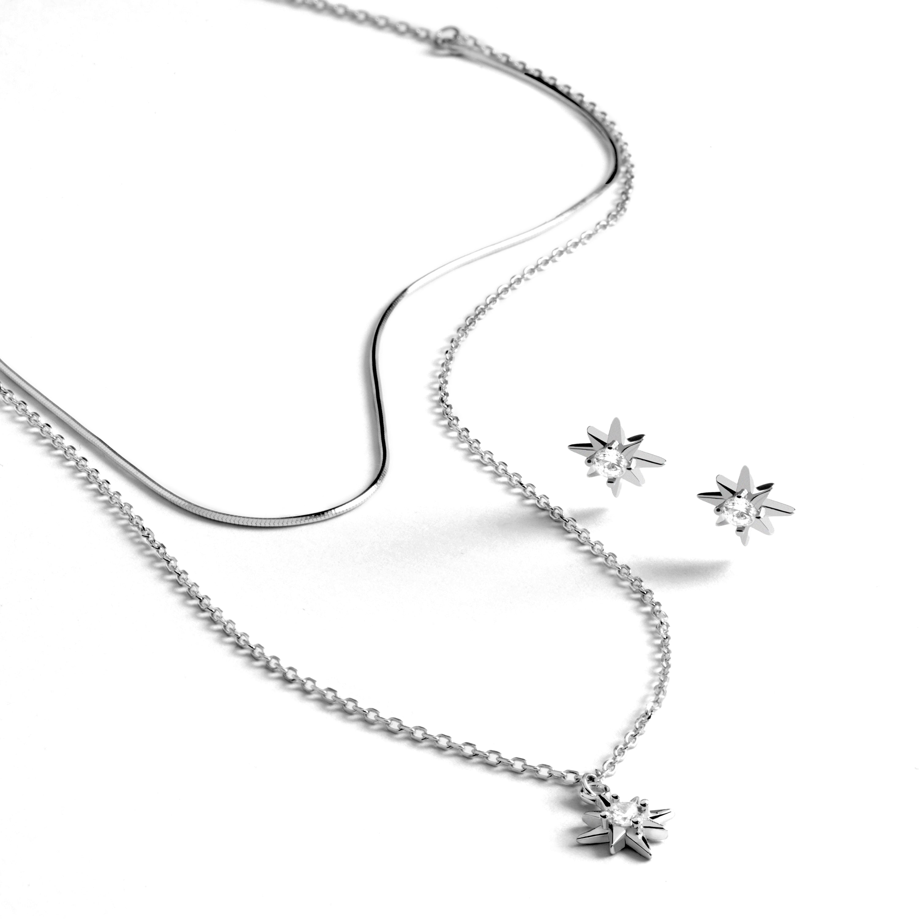 925 Sterling Silver Sets with Brilliant Zirconia in Rhodium Finish - Lialt