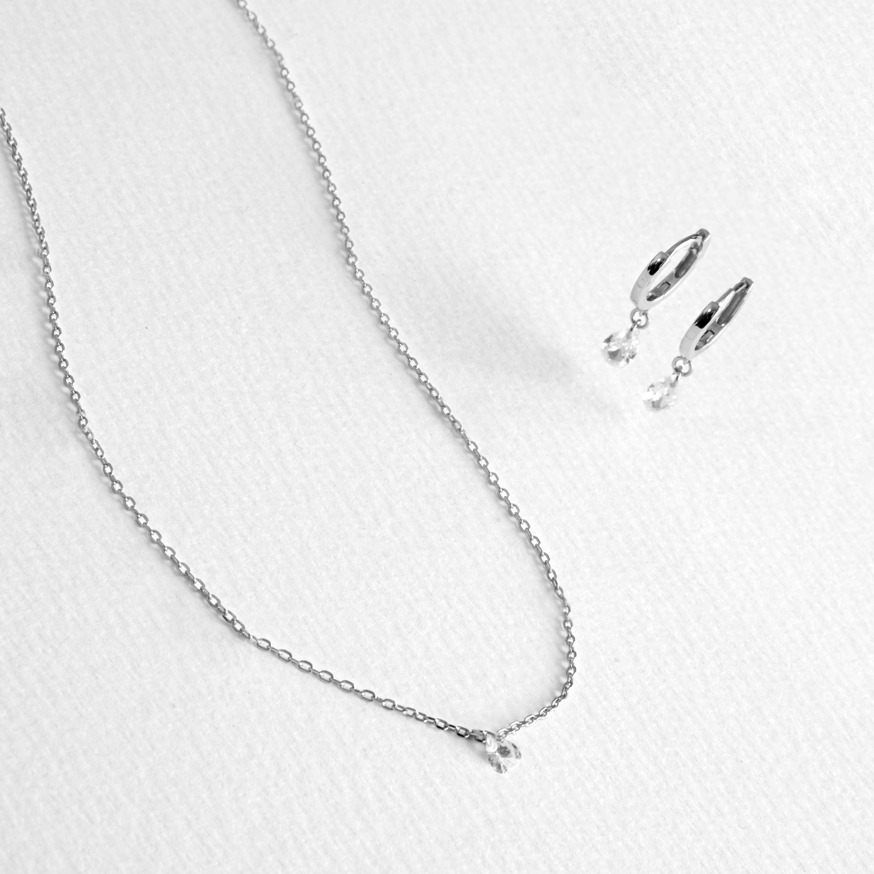 925 Sterling Silver Sets with Brilliant Zirconia, Rhodium Finish - Arinor