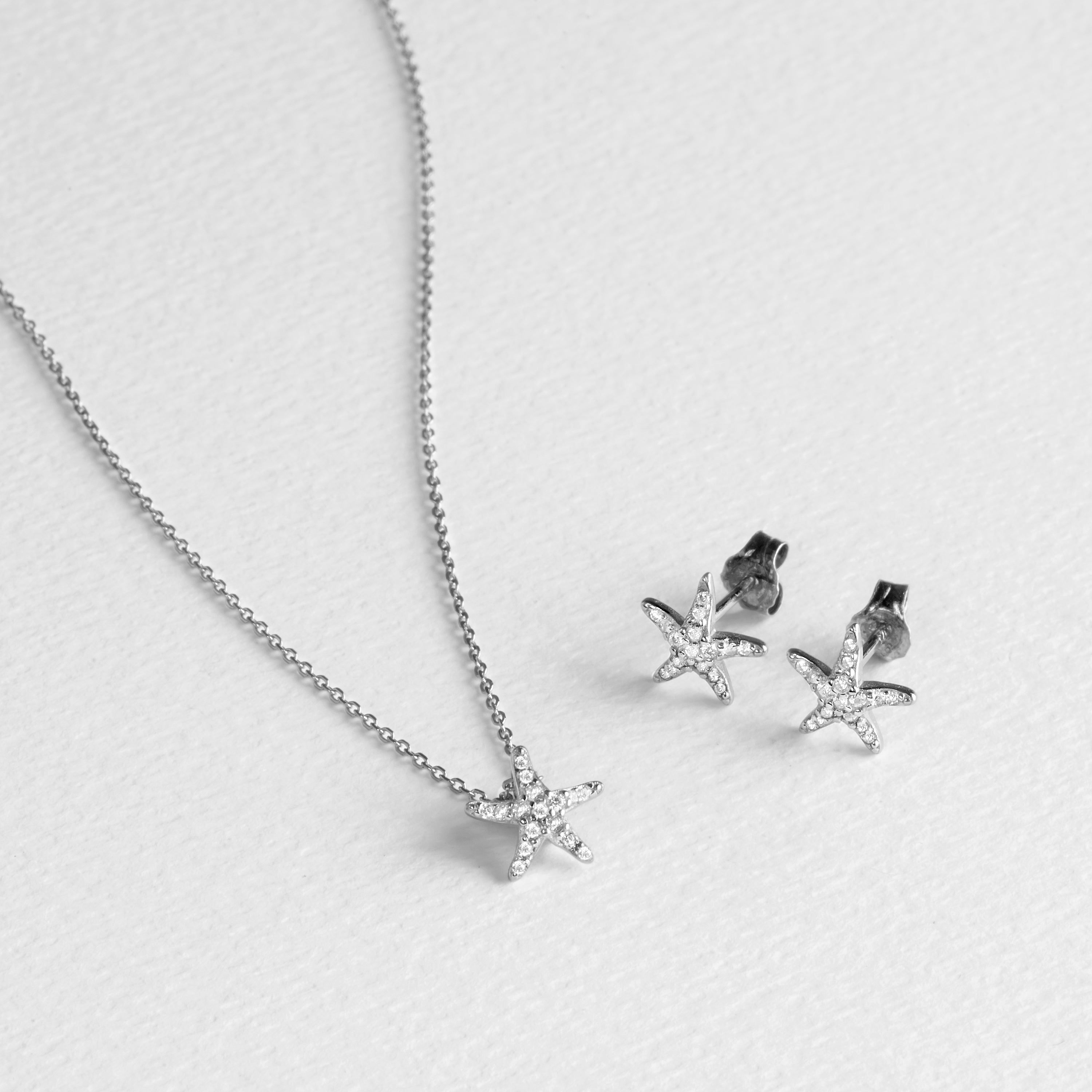 925 Sterling Silver Sets with Rhodium-Finished Brilliant Zirconia - Nyika