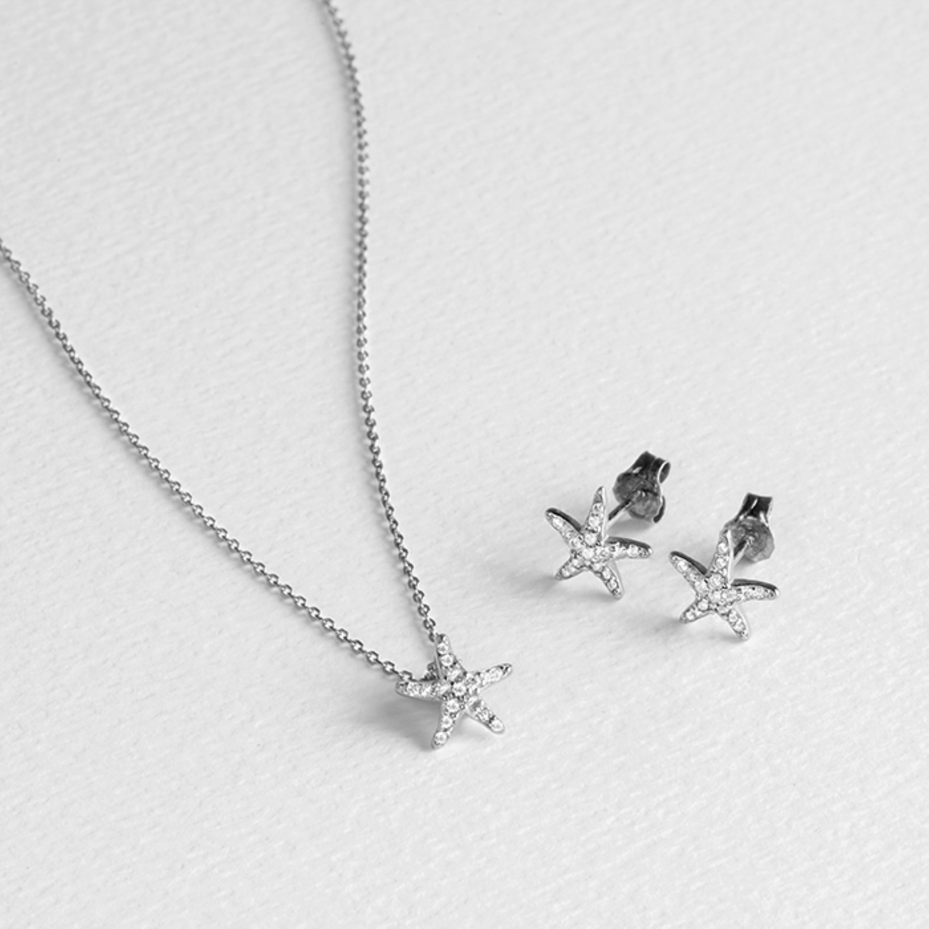 925 Sterling Silver Sets with Rhodium-Finished Brilliant Zirconia - Nyika