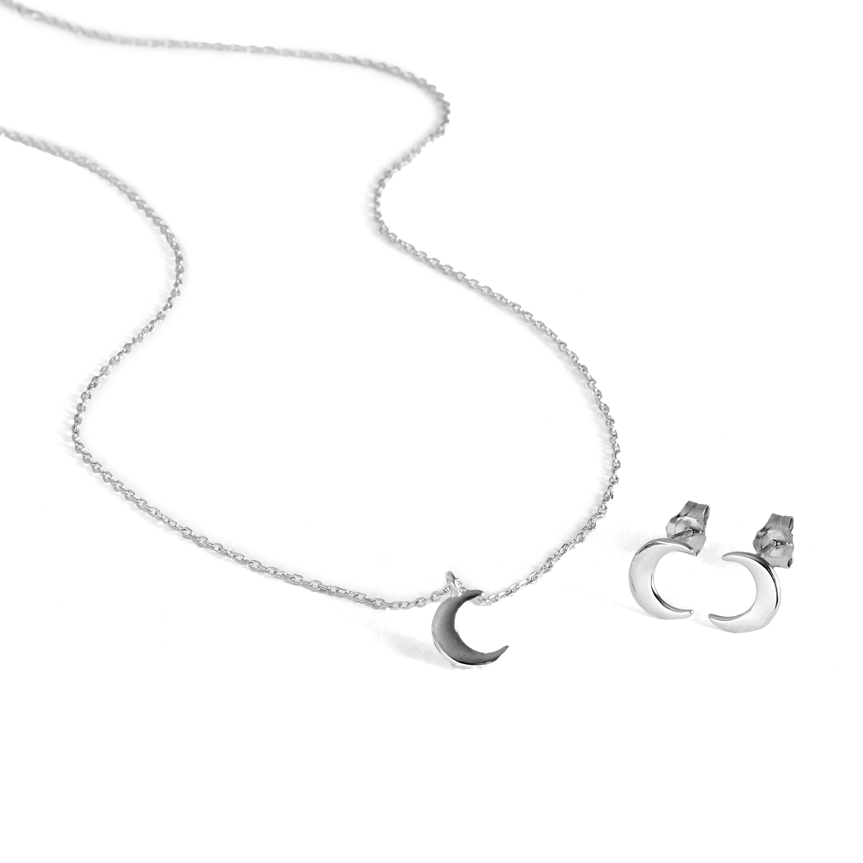 925 Sterling Silver Sets with Rhodium Finish - Crescent