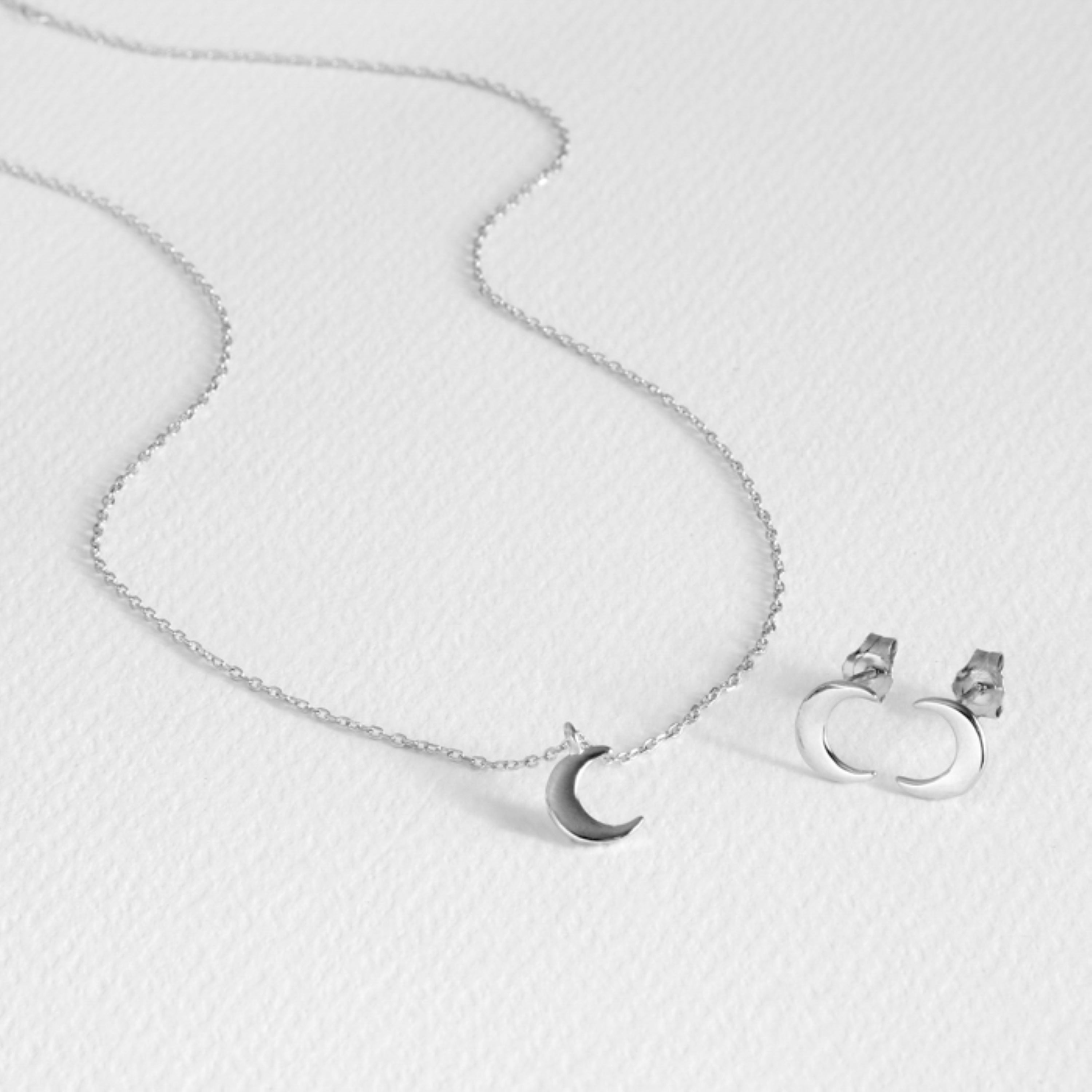 925 Sterling Silver Sets with Rhodium Finish - Crescent