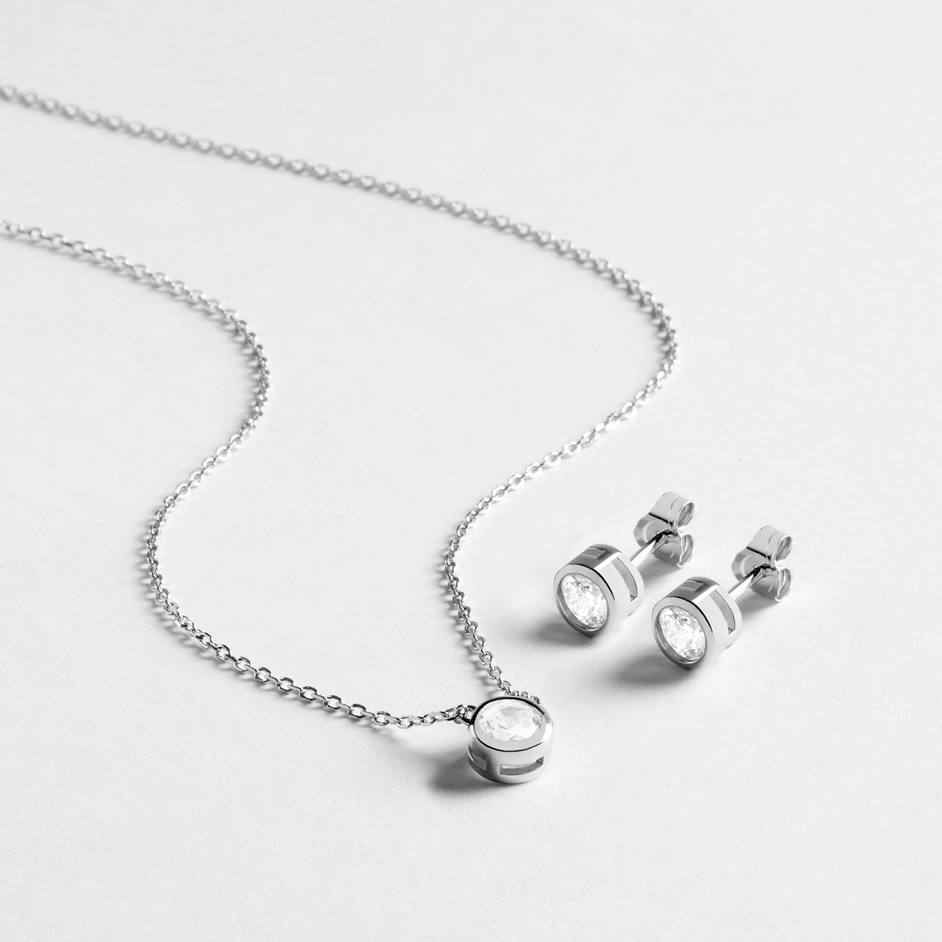 925 Sterling Silver Sets with Rhodium-Finished Brilliant Zirconia - Imrak