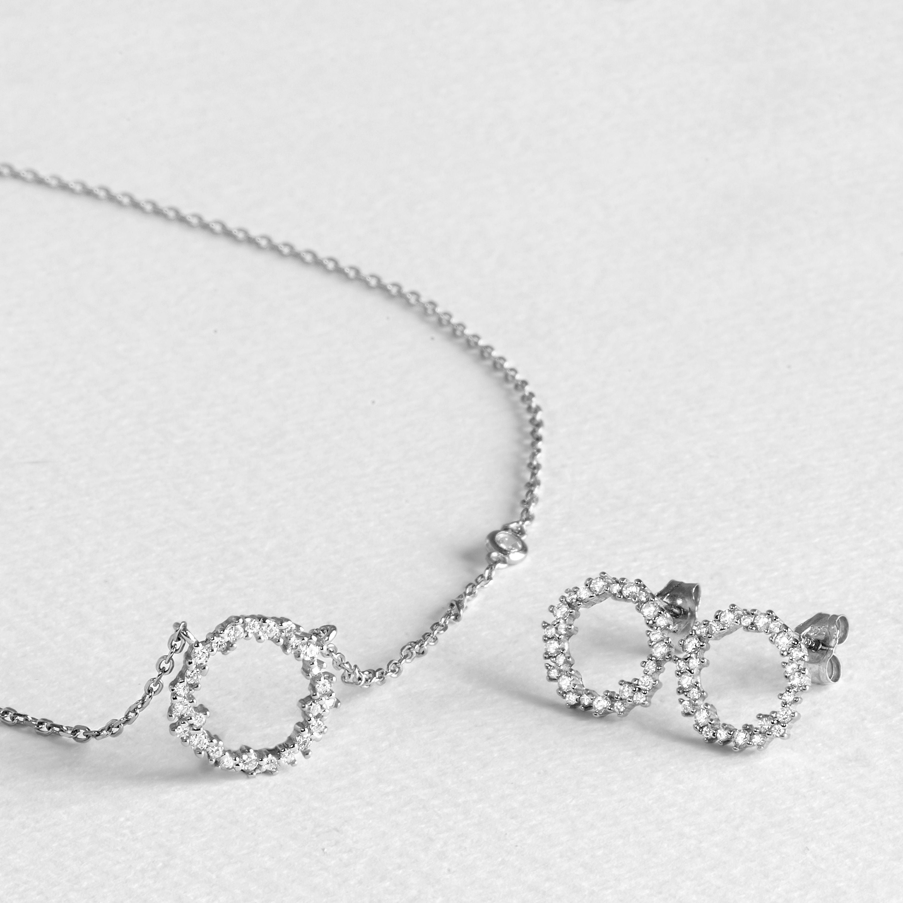925 Sterling Silver Sets with Rhodium-Finished Brilliant Zirconia - Thilak