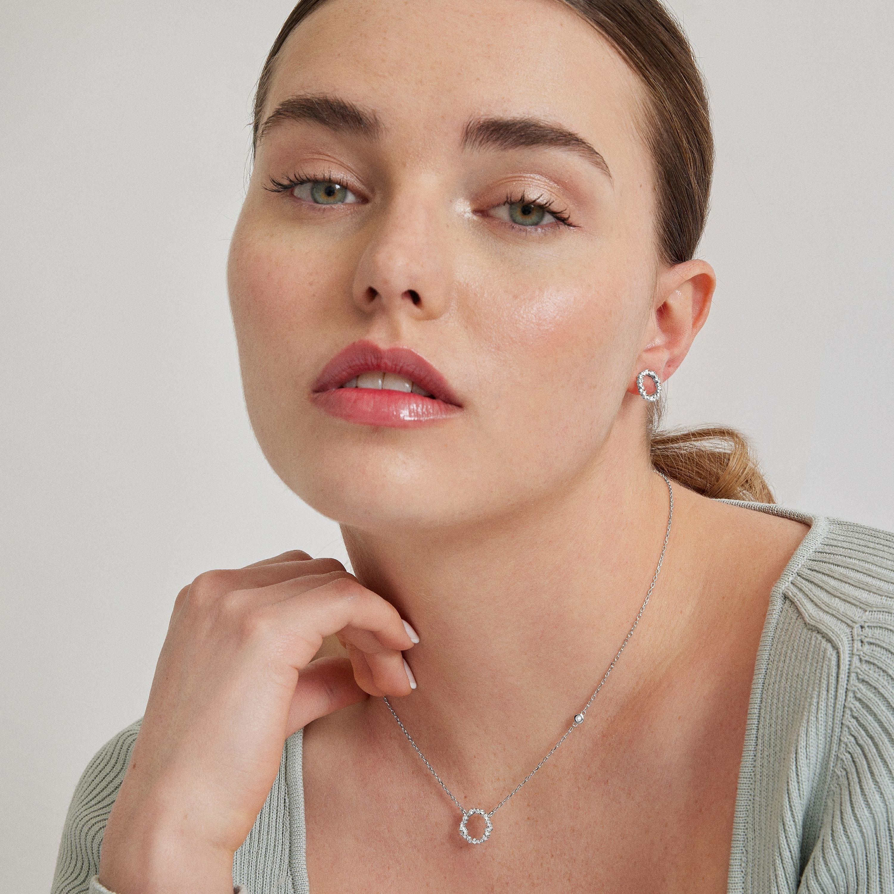 925 Sterling Silver Sets with Rhodium-Finished Brilliant Zirconia - Thilak