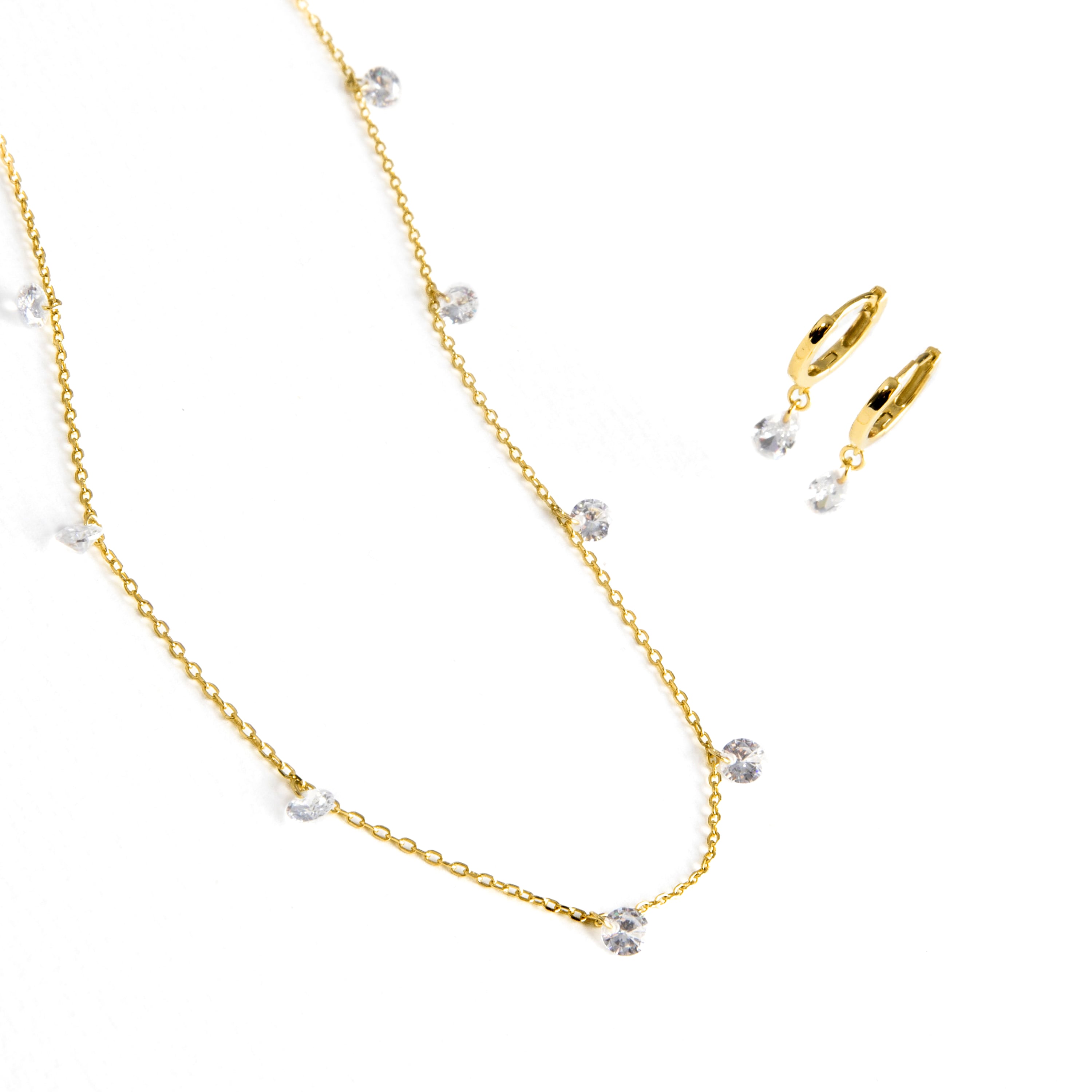 925 Sterling Silver Sets with Brilliant Zirconia Finished in 18K Yellow Gold - Arinor