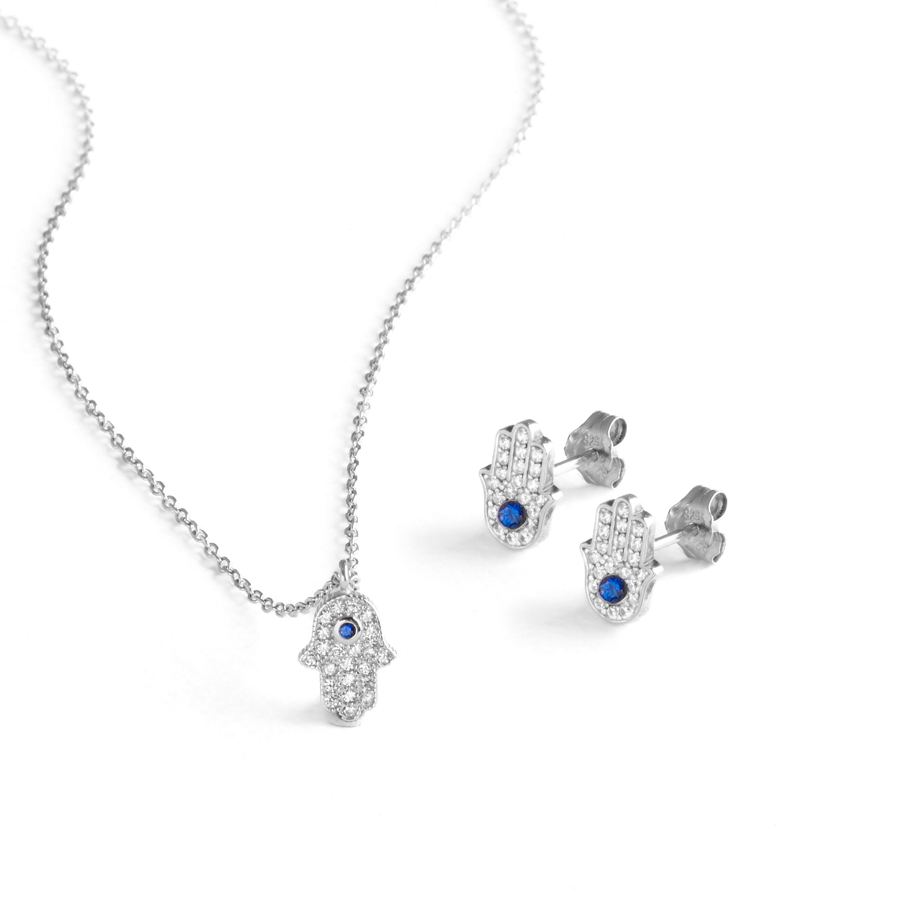 925 Sterling Silver Sets with Brilliant Zirconia, Rhodium Finish - Fatima