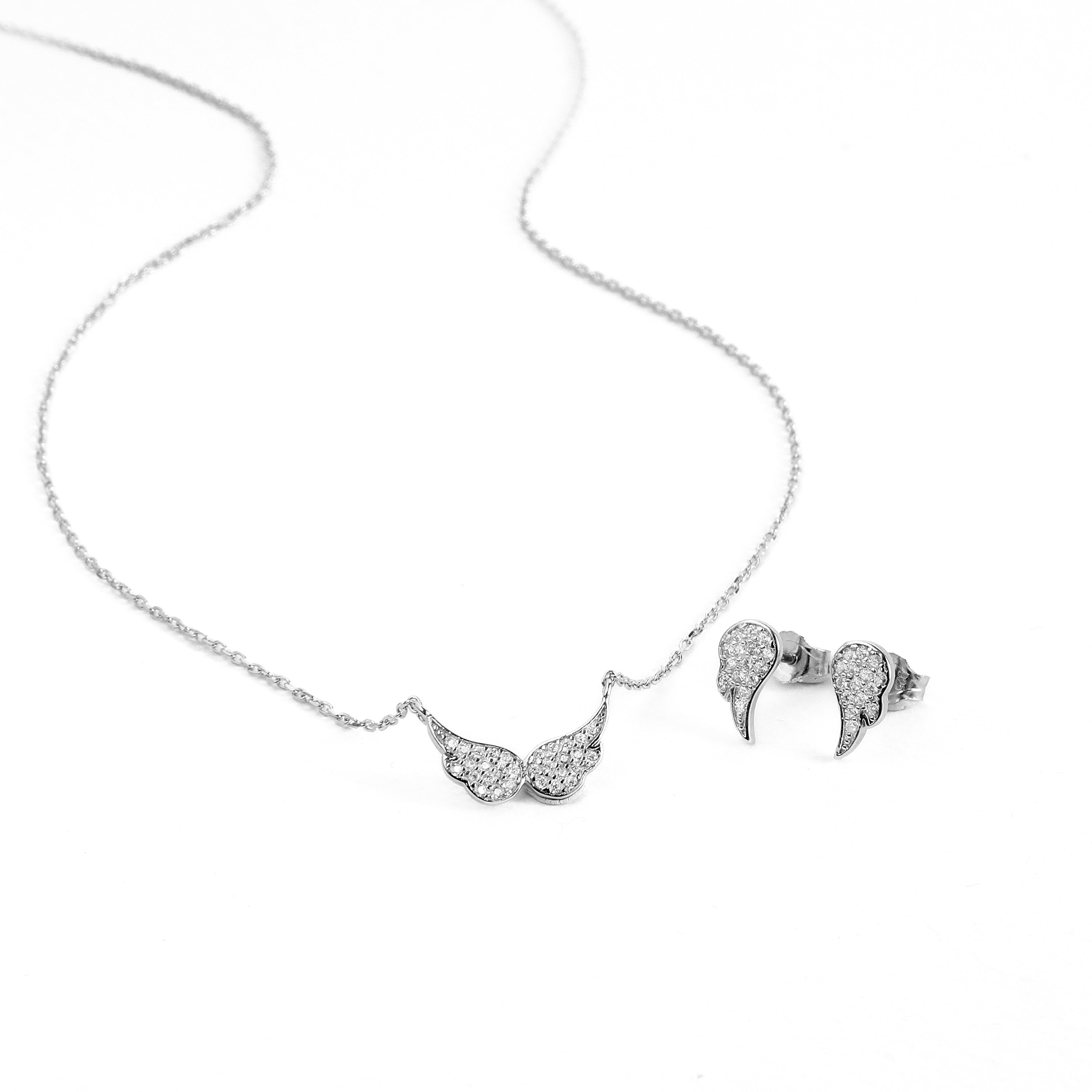 925 Sterling Silver Sets with Brilliant Zirconia in Rhodium Finish - Purity