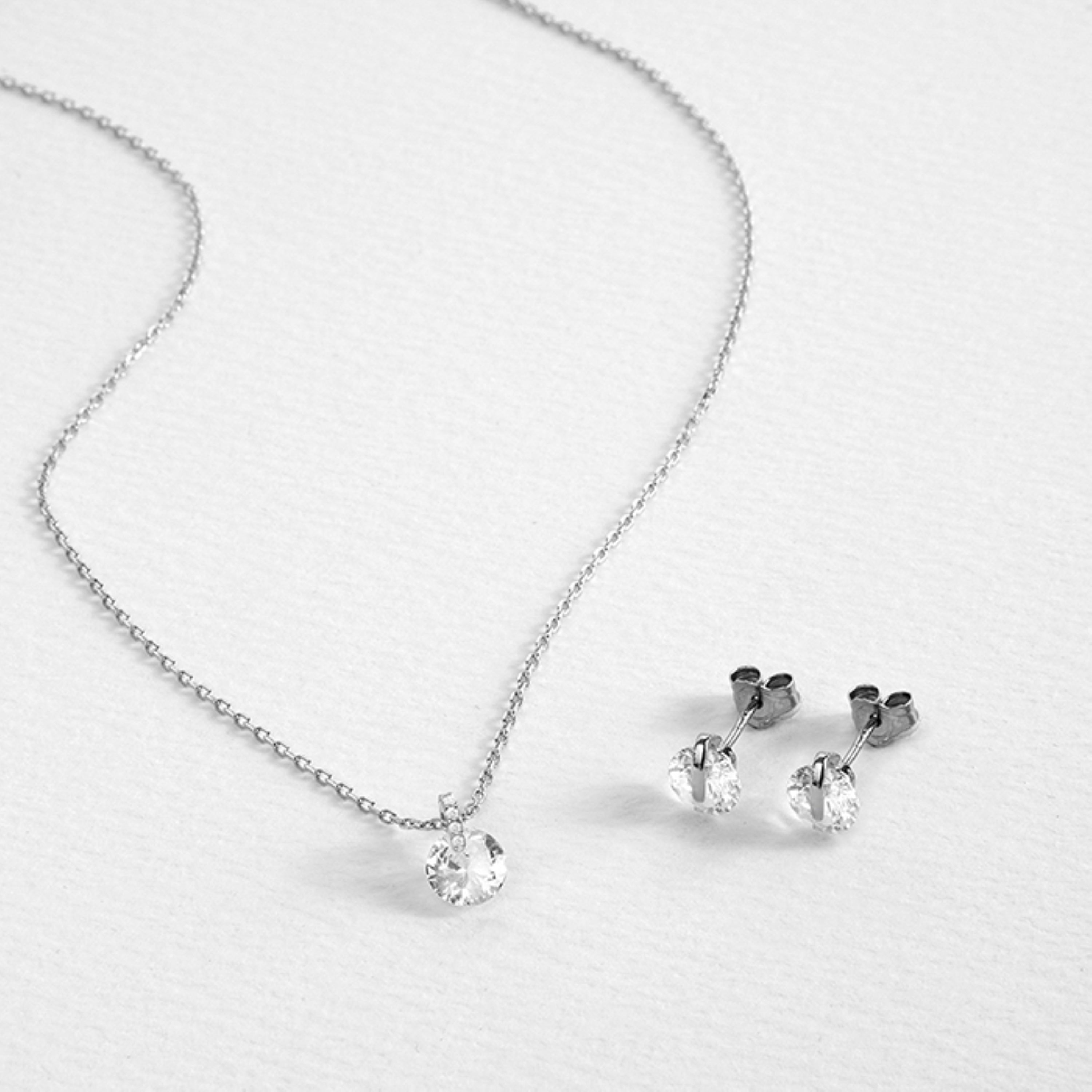 925 Sterling Silver Sets with Rhodium-Finished Brilliant Zirconia - Laiah