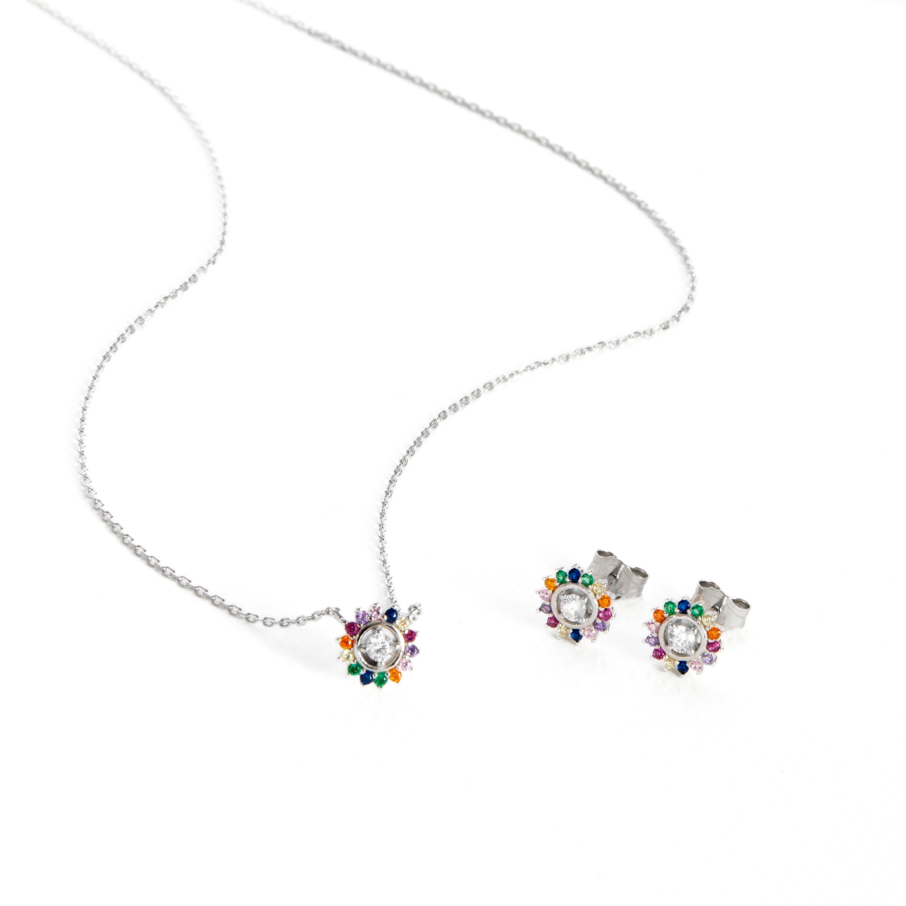 Conjuntos de Plata de Ley 925 con Circonita Multicolor acabado en rodio - Nahra
