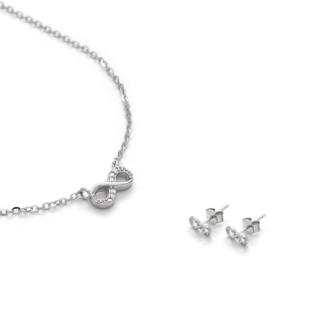 925 Sterling Silver and Brilliant Zirconia Sets with Rhodium Finish - Luvil