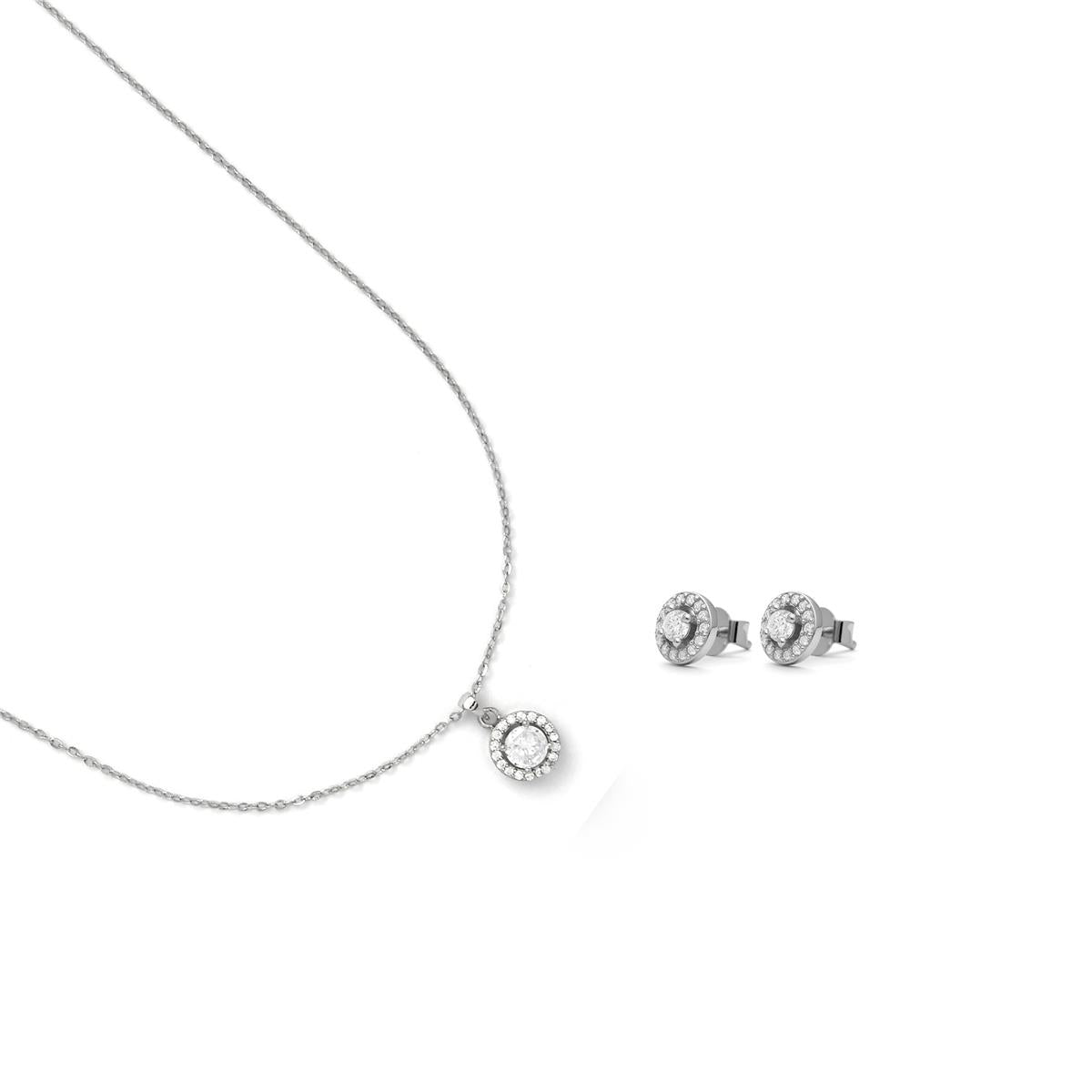 925 Sterling Silver and Brilliant Cubic Zirconia Sets with Rhodium Finish - Neri