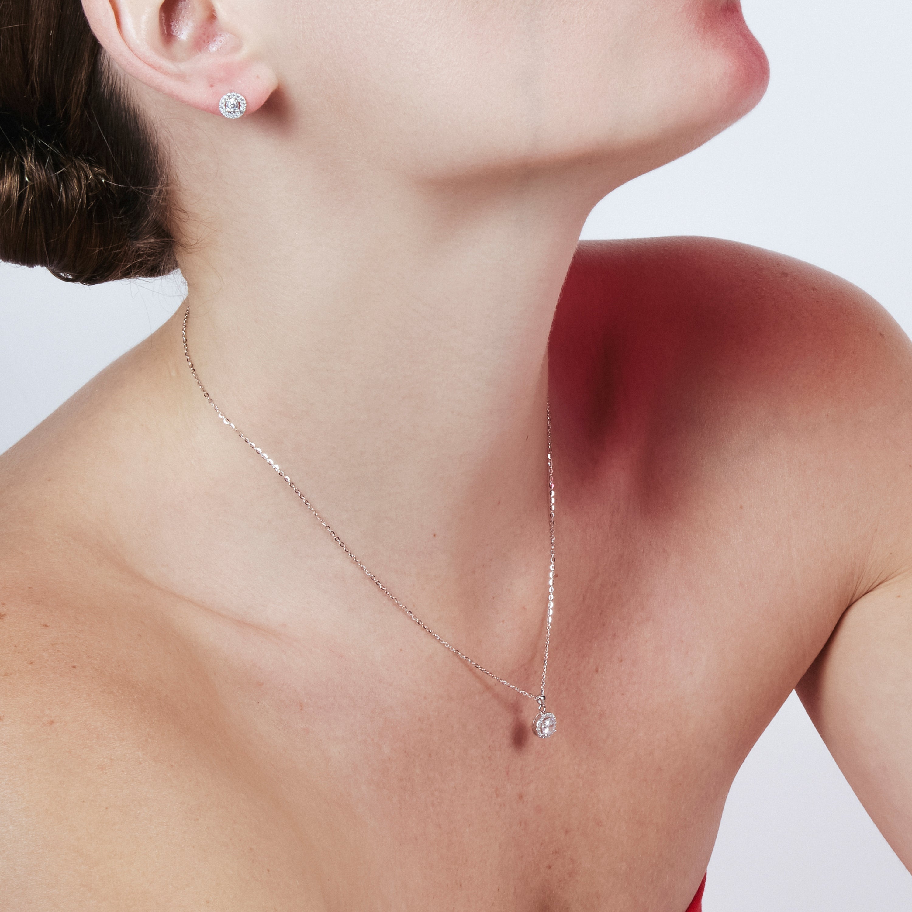 925 Sterling Silver and Brilliant Cubic Zirconia Sets with Rhodium Finish - Neri