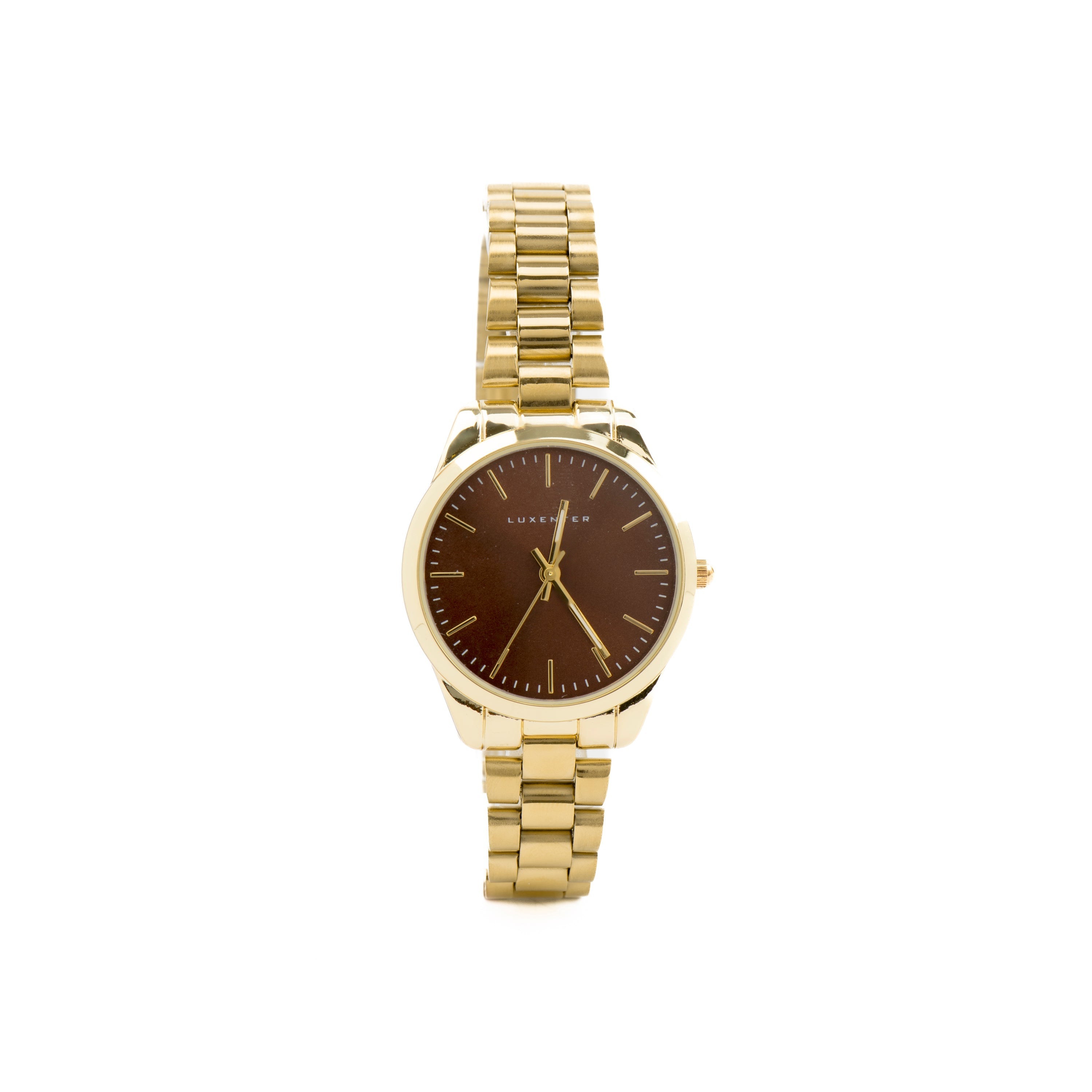 Watch with brown metallic finish and 18k gold finish - Verni