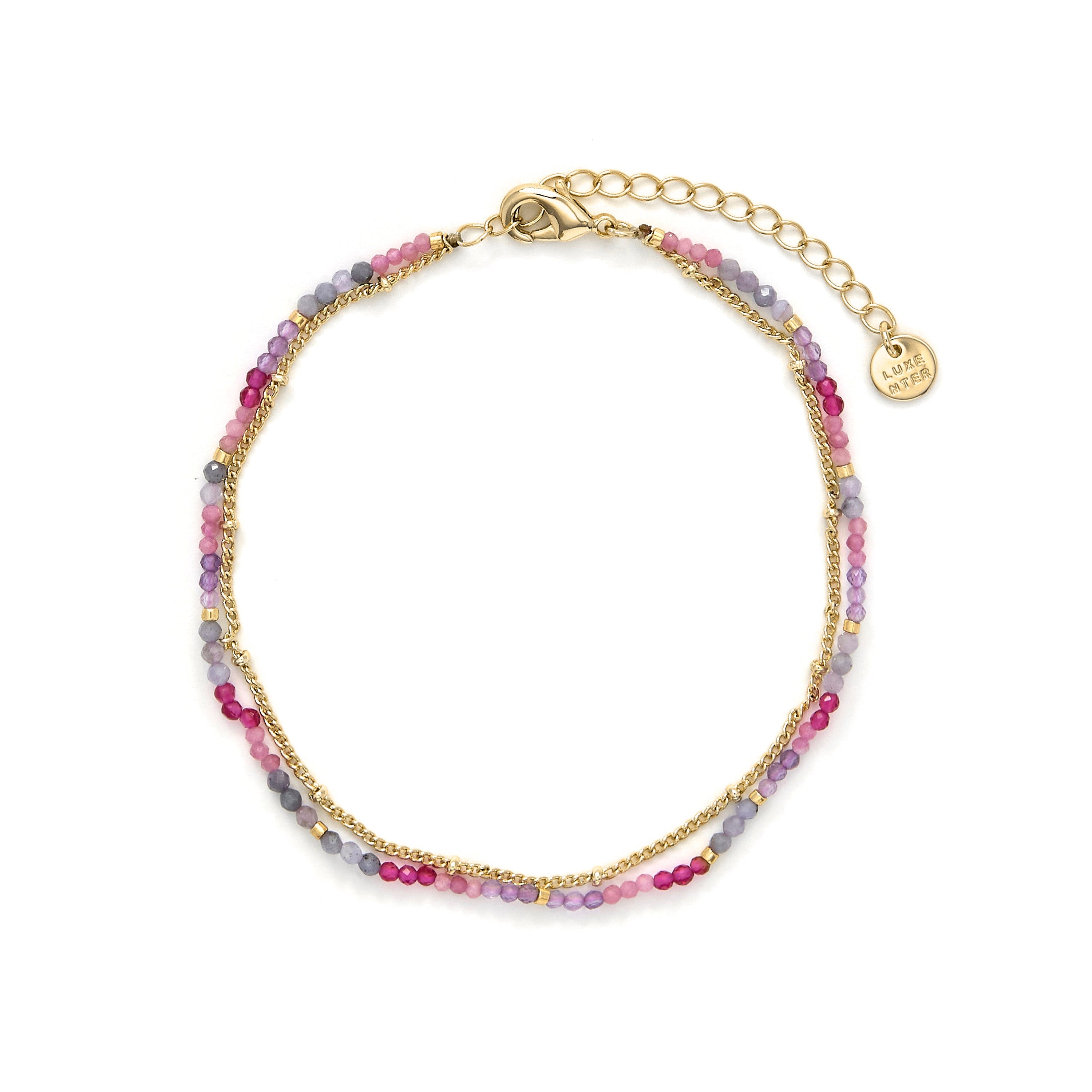 18K Yellow Gold-plated Purple Crystal Anklet - Miwa